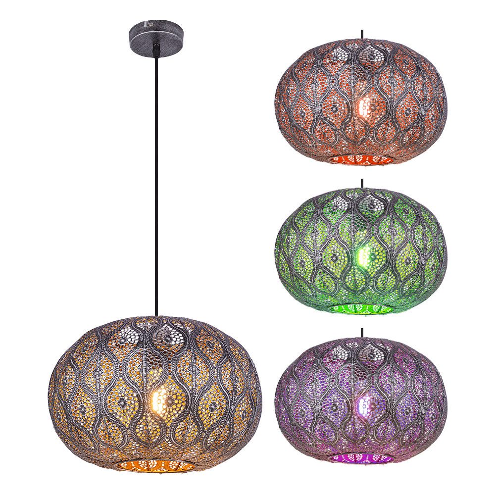 GLOBO LIGHTING LED Pendelleuchte, Leuchtmittel inklusive, Warmweiß, Farbwechsel, Pendelleuchte RGB LED Fernbedienung Hängelampe dimmbar orientalisch
