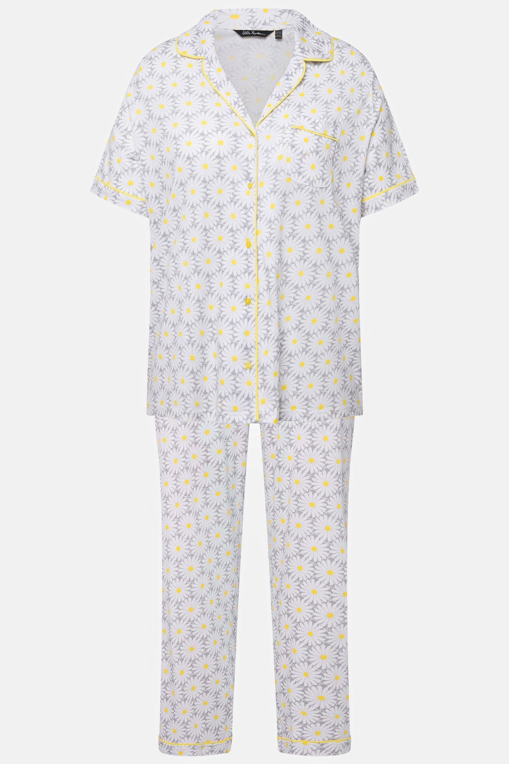 Zierpaspel Blumen Pyjama Reverskragen Popken Pyjama Halbarm Ulla