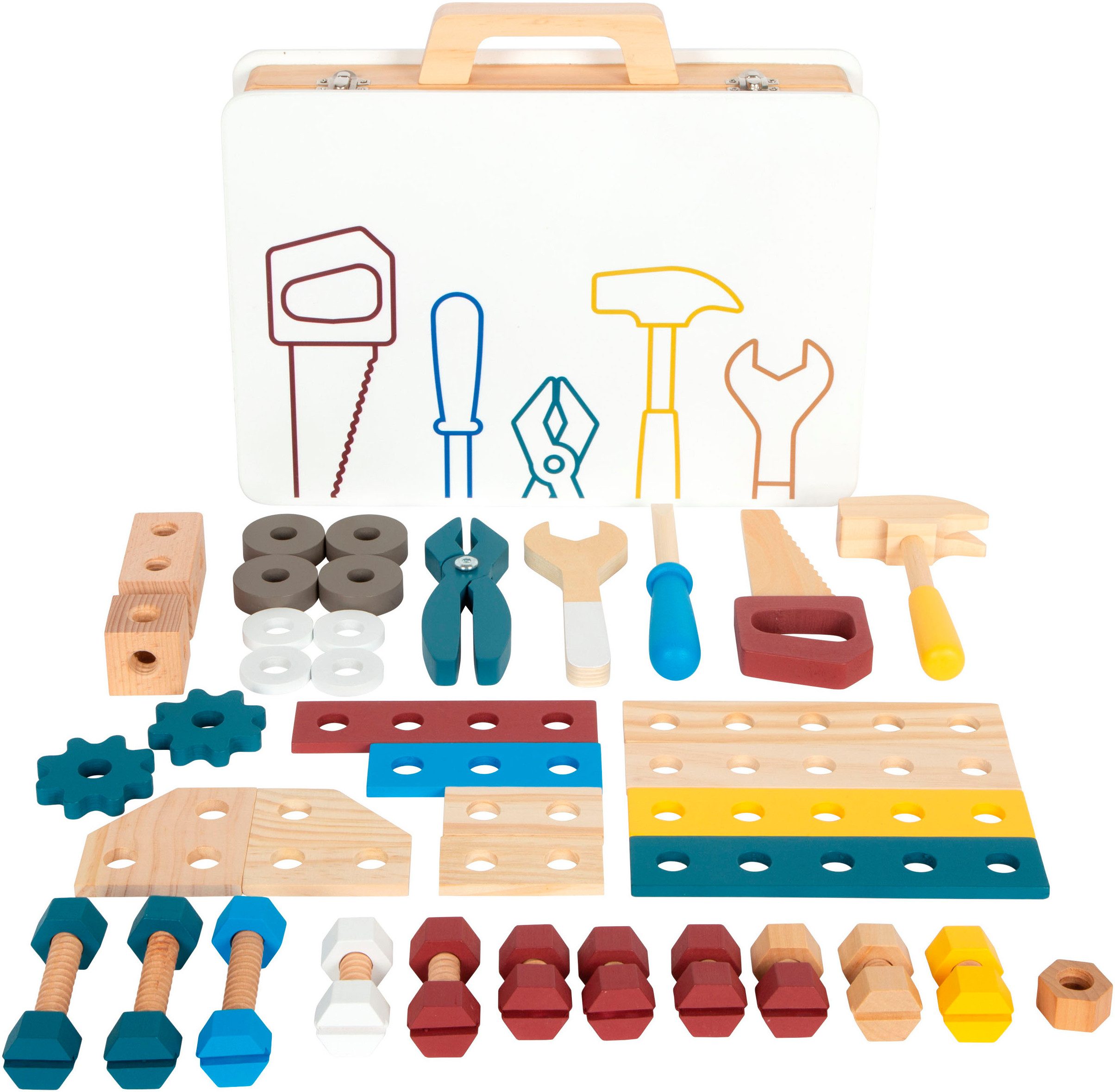 Small Foot Kinder-Werkzeug-Set Werkzeugkoffer - Workshop, (53-tlg), aus Holz – Bild 5 von 5