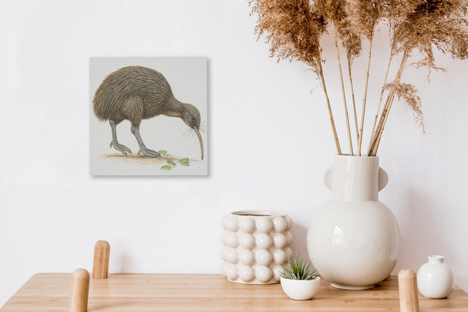 Schlafzimmer Illustration OneMillionCanvasses® (1 eines der St), für Bilder Wohnzimmer frisst, Leinwand Blätter Leinwandbild Kiwi-Vogels,