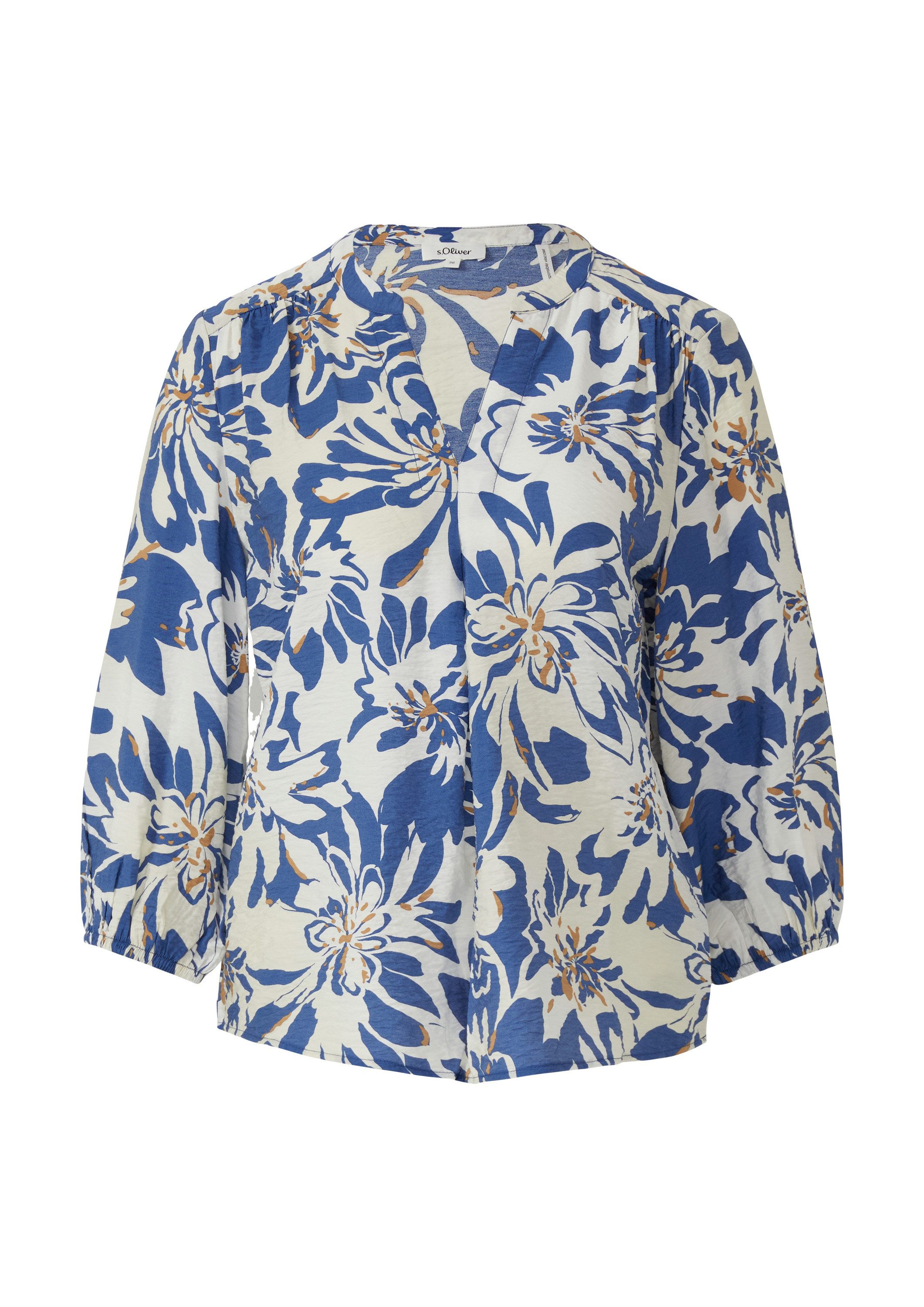 s.Oliver Kurzarmbluse Bluse Viskosemix-Bluse im Relaxed Fit mit Raffung günstig online kaufen