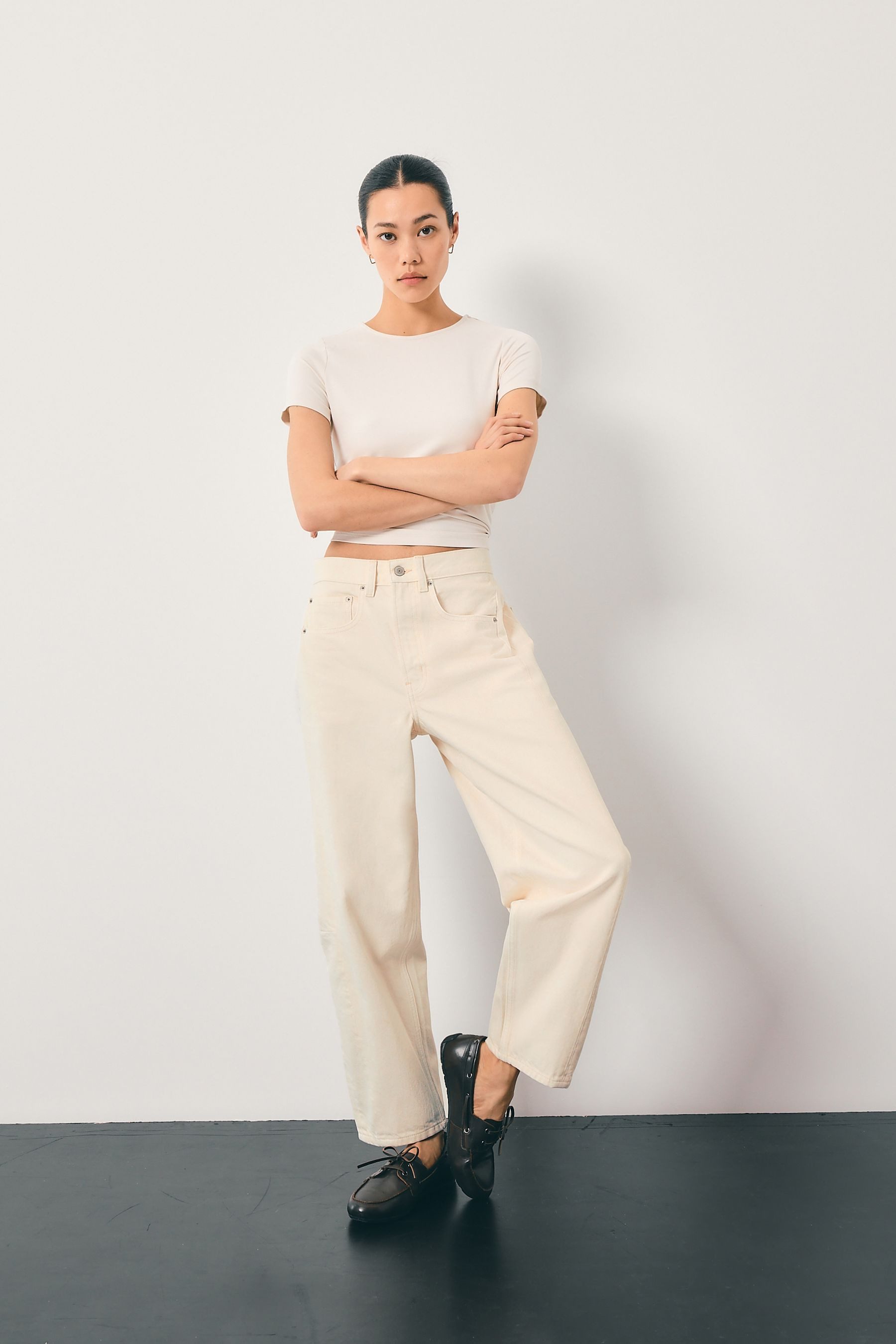 Next Weite Jeans Jeans mit bogenförmigem Barrel-Bein aus Baumwolle (1-tlg)