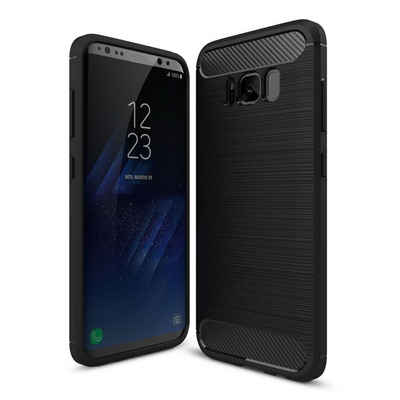 CoverKingz Handyhülle »Samsung Galaxy S8 Handy Hülle Silikon Case Cover Bumper Carbon Farben Schwarz«, Carbon Look Brushed Design