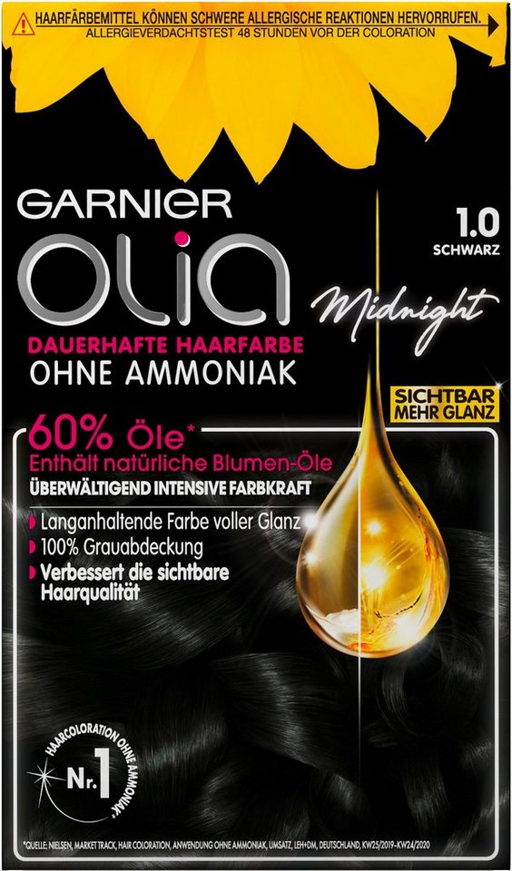 GARNIER Coloration Olia dauerhafte Haarfarbe, Ammoniakfreie  Colorations-Creme enthält 60 % Öle