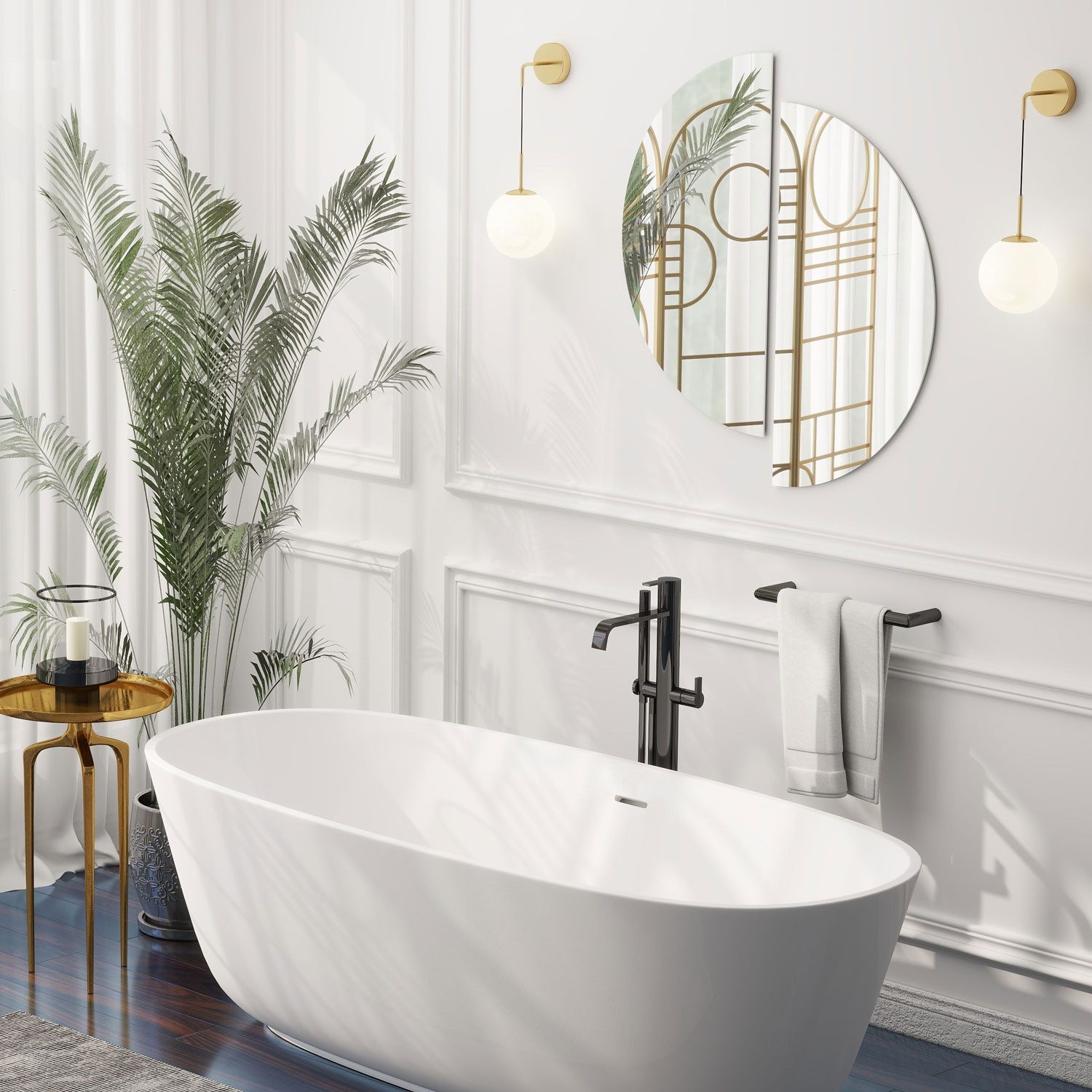 duschspa Dekospiegel Halbrund Wandspiegel Badspiegel Rund Spiegel Badezimme günstig online kaufen