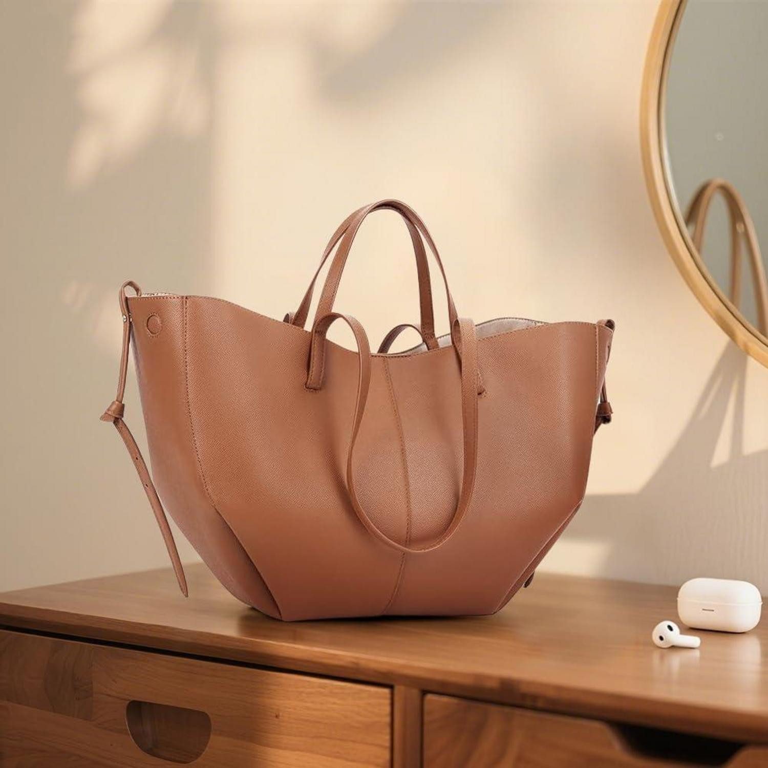 LuxusKollektion Schultertasche Tote Bag Kunstleder Damen Groß Elegante Schultertasche Braun