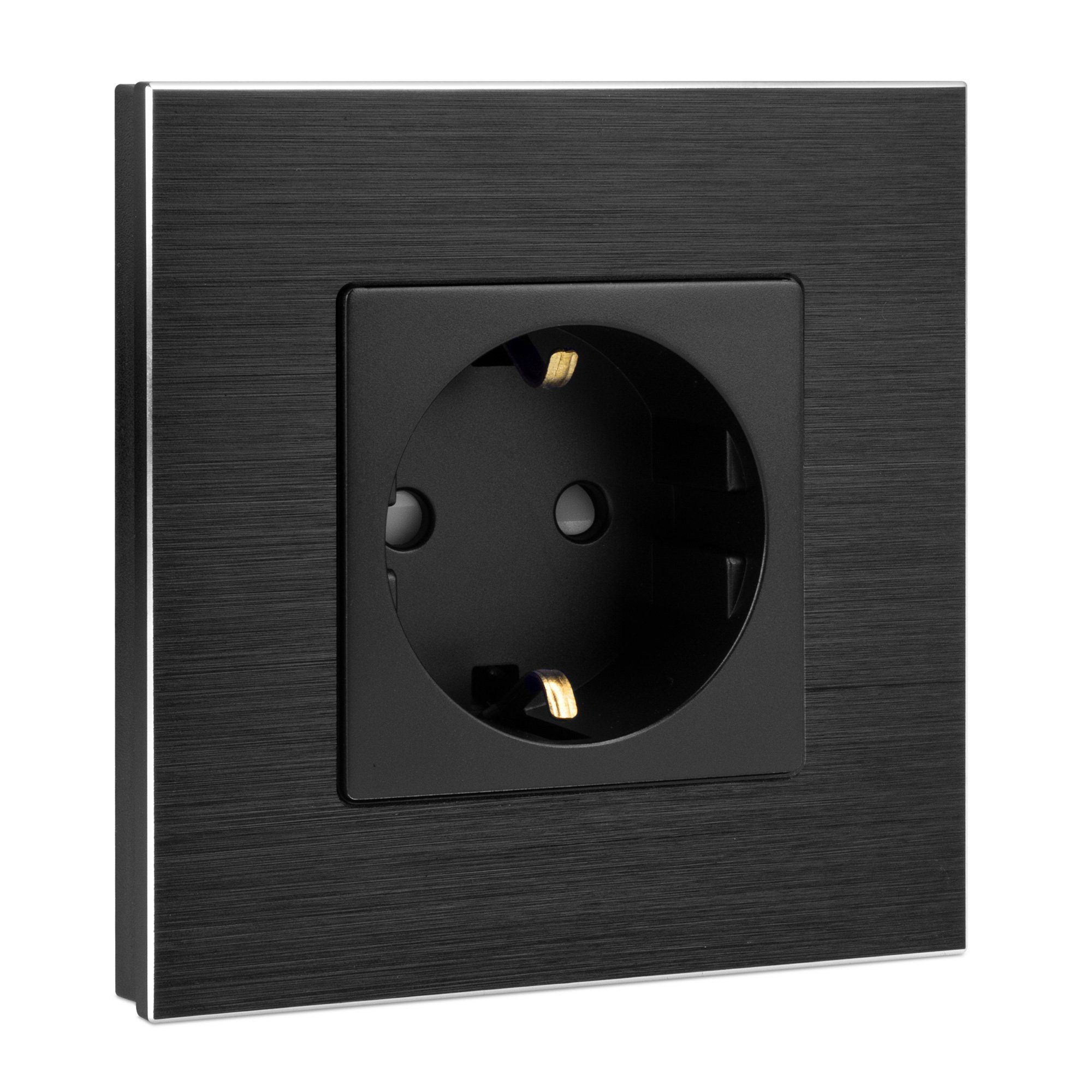 Steckdose Alu Schuko Steckdose einfach - Design Einbau Wandsteckdose