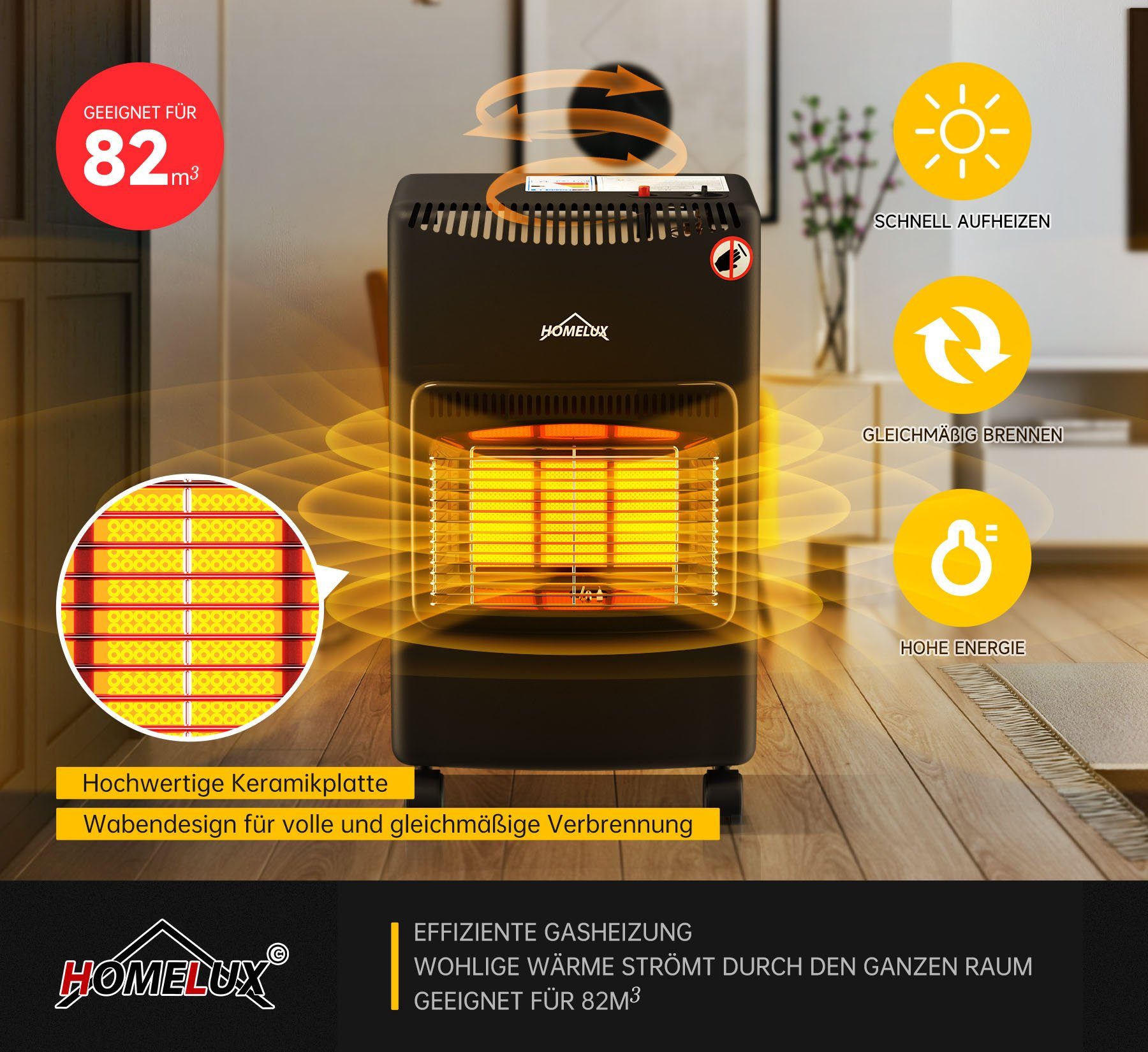 HOMELUX Heizlüfter Heizstrahler Gasheizung für Innenräume, Schlauch und Dru günstig online kaufen