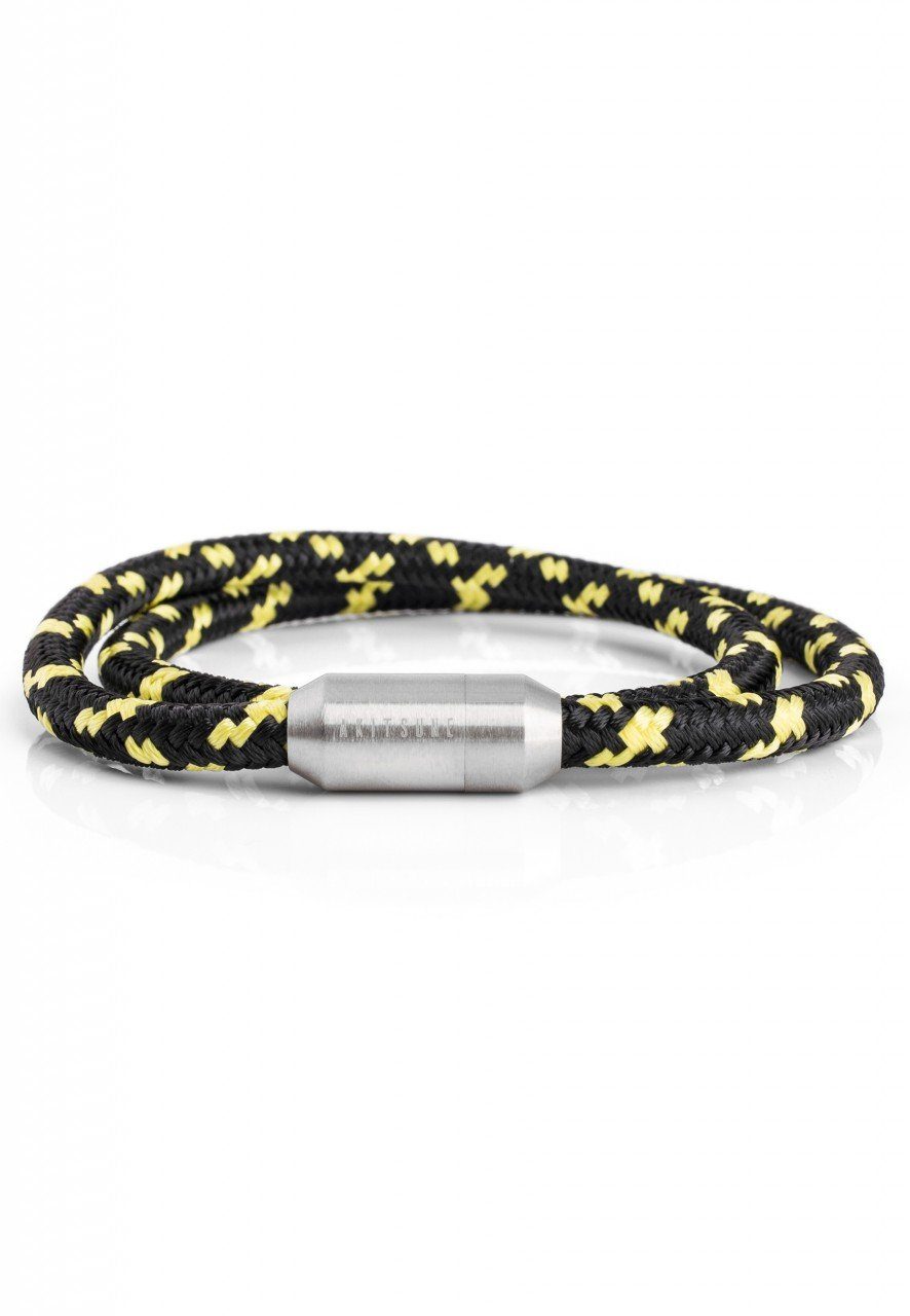 Akitsune Armband Mare Nylon Bracelet Mattsilber - Schwarz-Gelb 20 cm