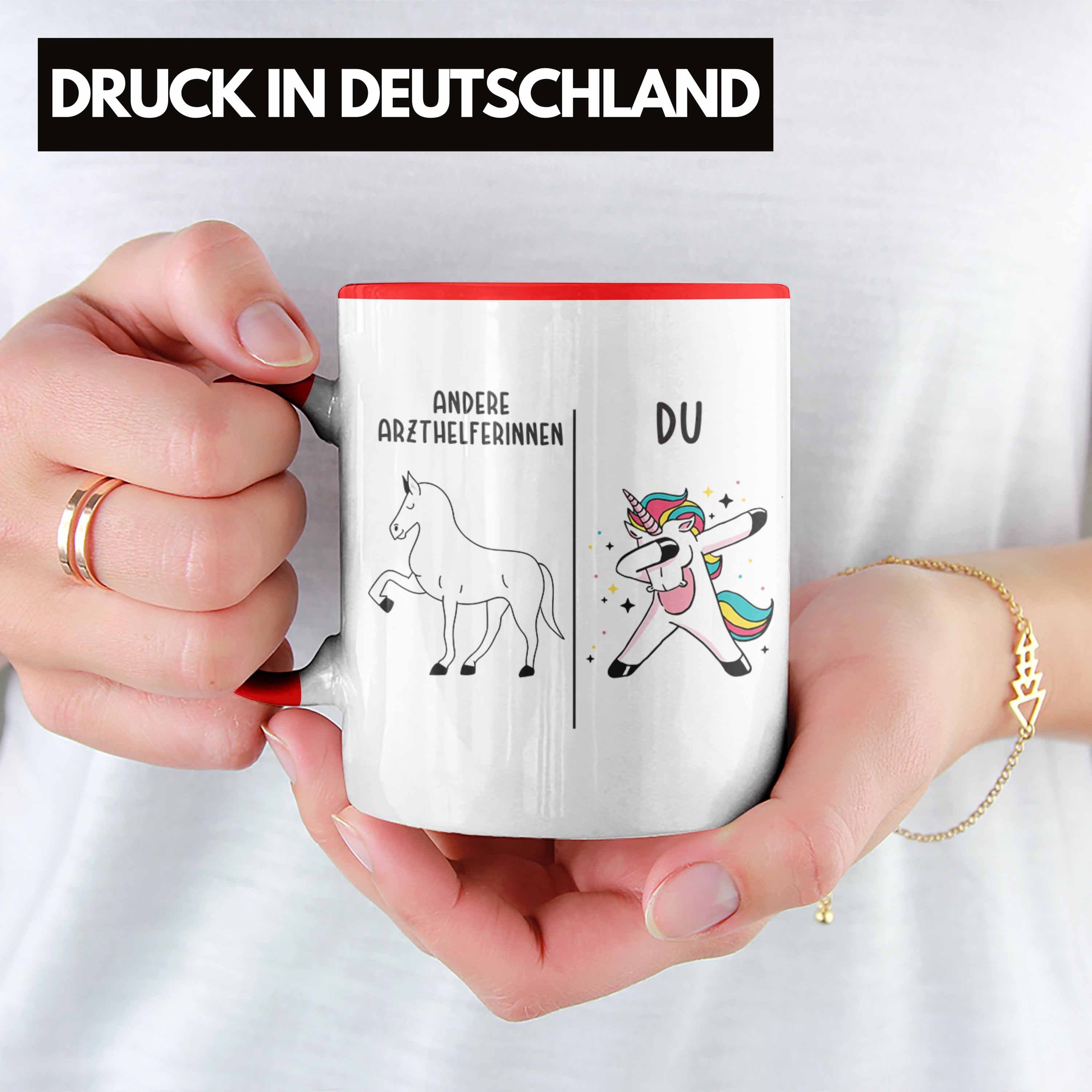 Trendation Tasse Arzthelferinnnen Trendation mit Dankeschön Geschenk - Tasse Arzthelferin Rot Danke Spruch Geschenkidee für