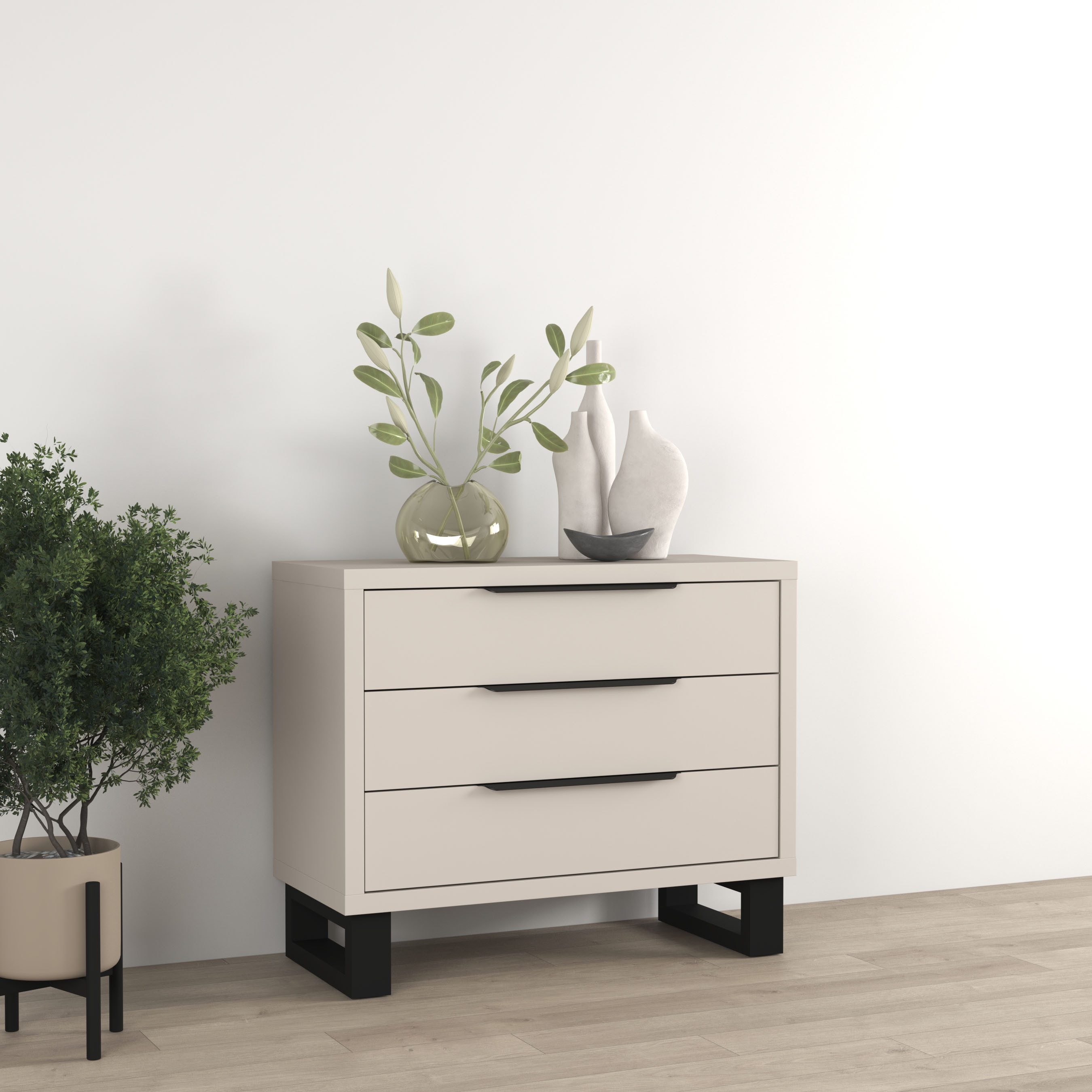 Home affaire Kommode Bronne,Breite 99,5 cm Schubladenkommode, Sideboard, Sideboard mit viel Stauraum, Schlafzimmerkommode Kufen in Metalloptik