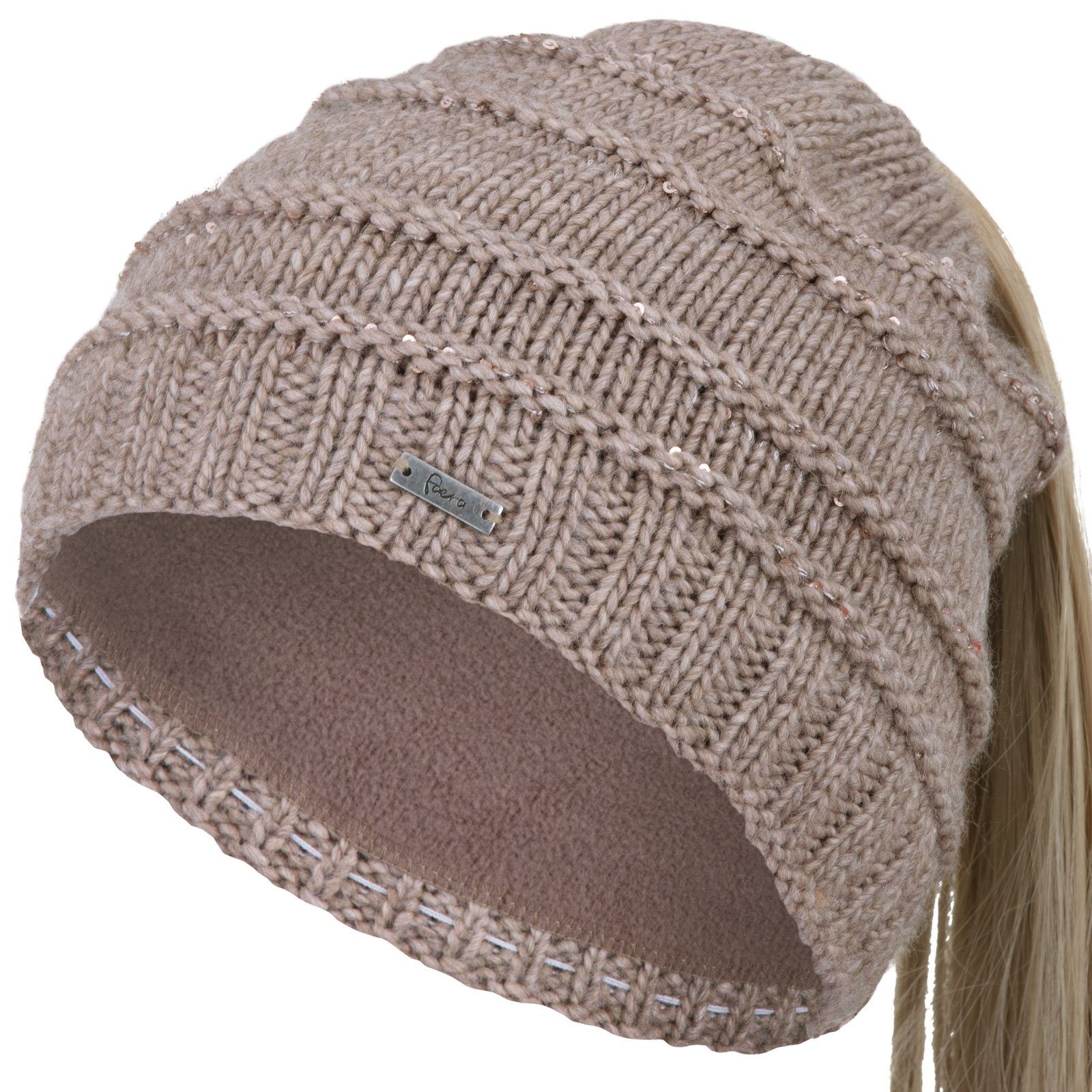 Faera Strickmütze (1-St) Damen Zopf Wintermütze Zopfloch Loch Strickmütze Beanie Mütze