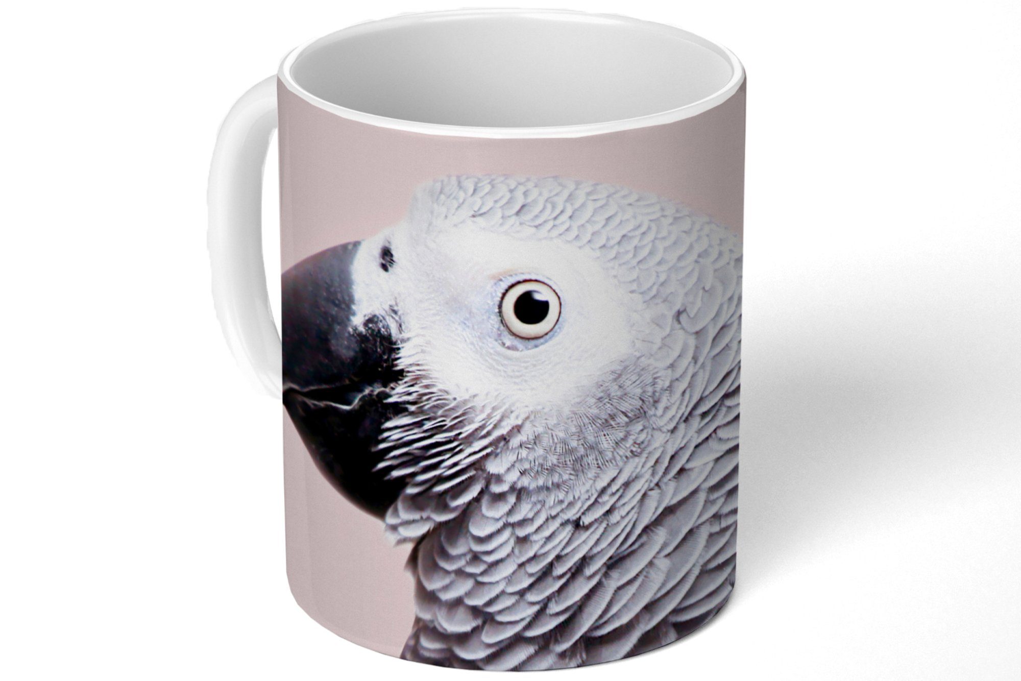 Tasse - - Teetasse, Natur, Kaffeetassen, Geschenk Becher, - Grau Teetasse, Tiere Papagei MuchoWow Keramik,