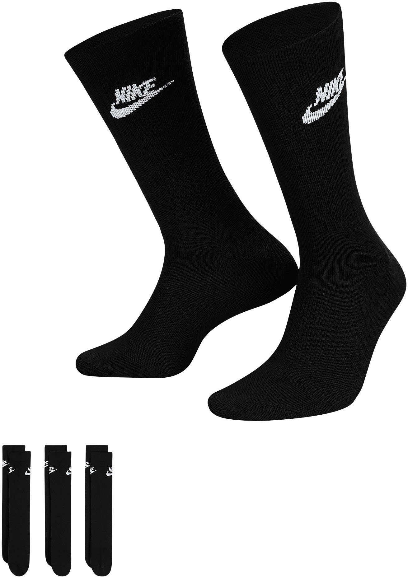 (Set, SOCKS Nike Sportsocken 3-Paar) Sportswear schwarz ESSENTIAL EVERYDAY CREW