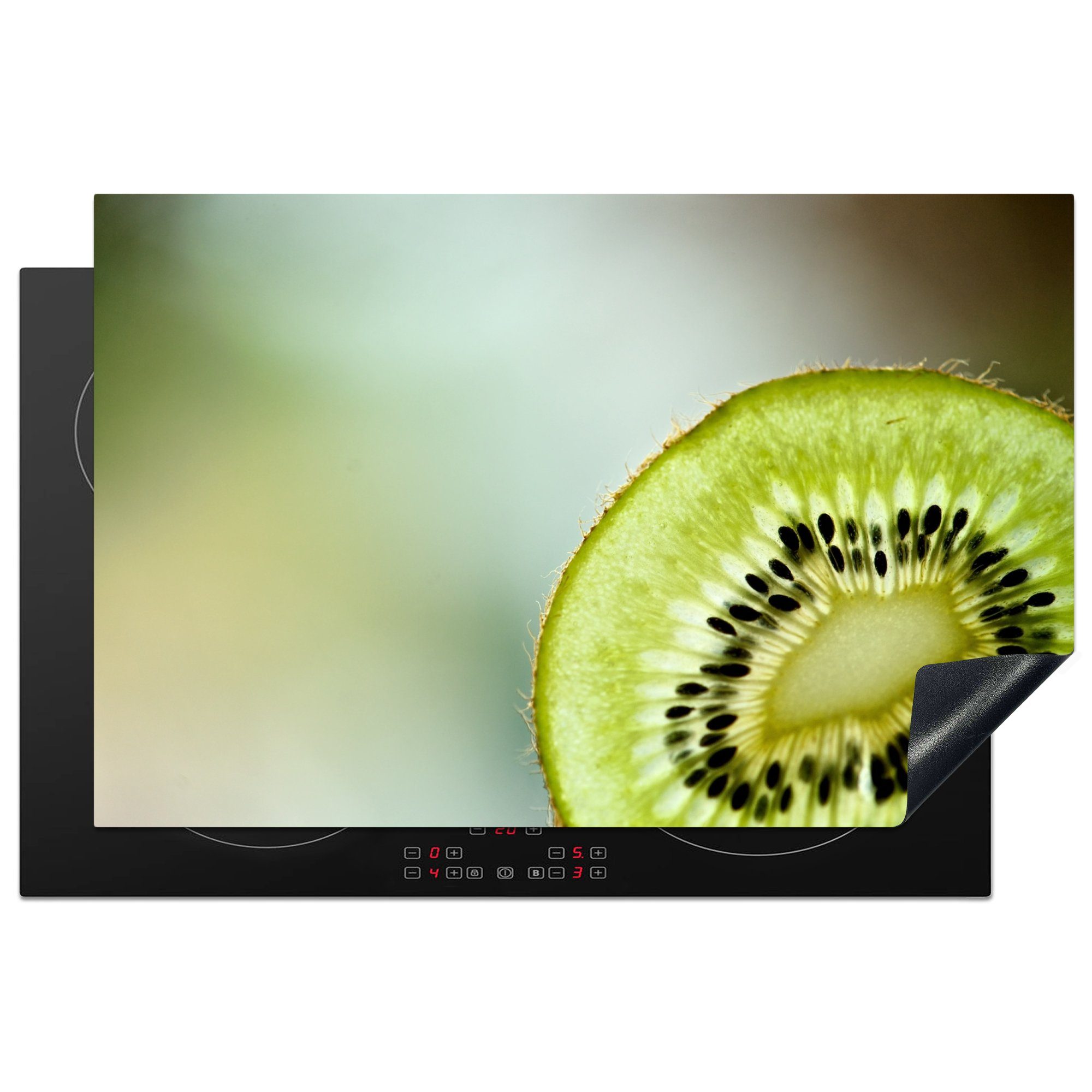 MuchoWow Herdblende-/Abdeckplatte Kiwi - Kerne - Obst, Vinyl, (1 tlg), 81x52 cm, Induktionskochfeld Schutz für die küche, Ceranfeldabdeckung