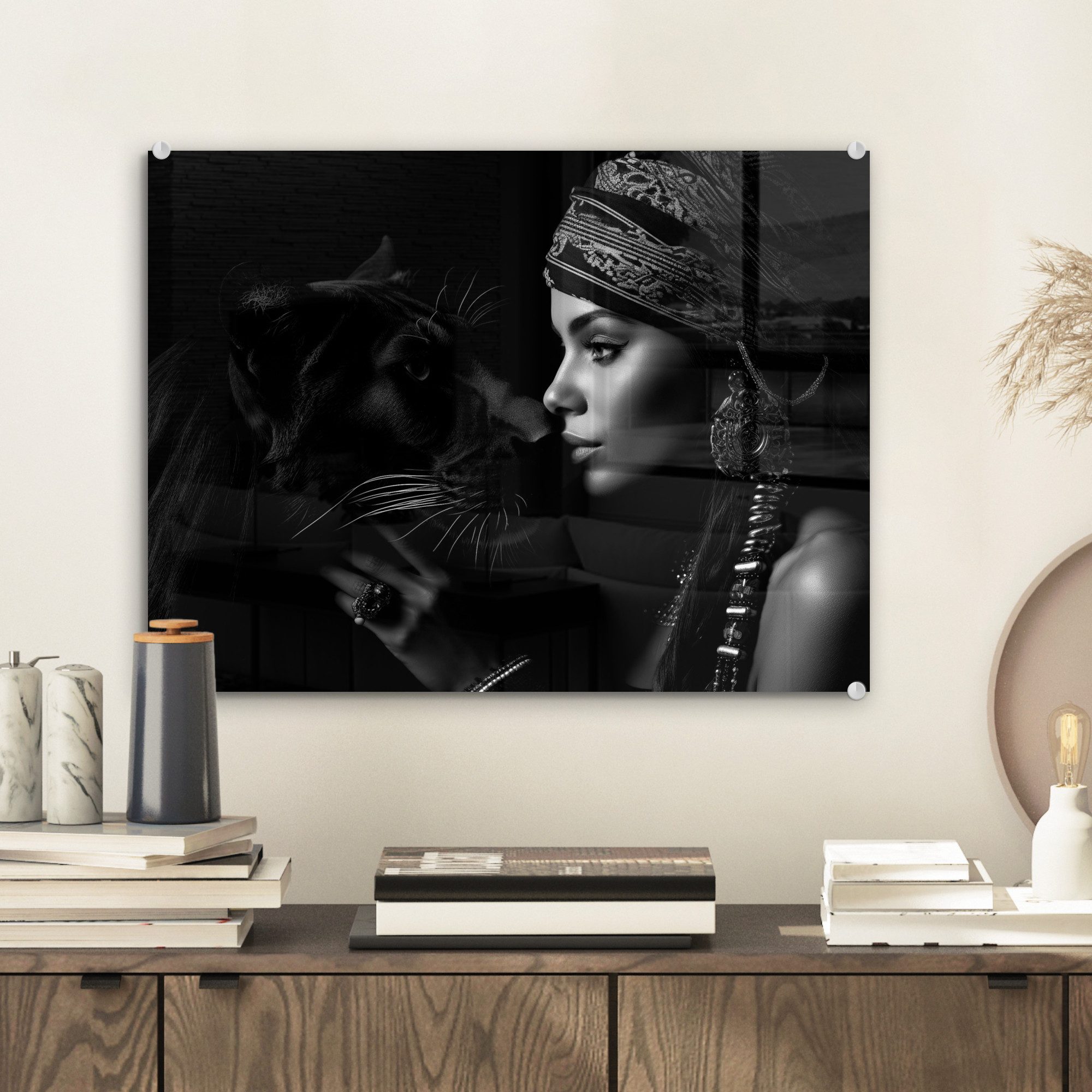 MuchoWow Acrylglasbild Frau - Panther - günstig online kaufen
