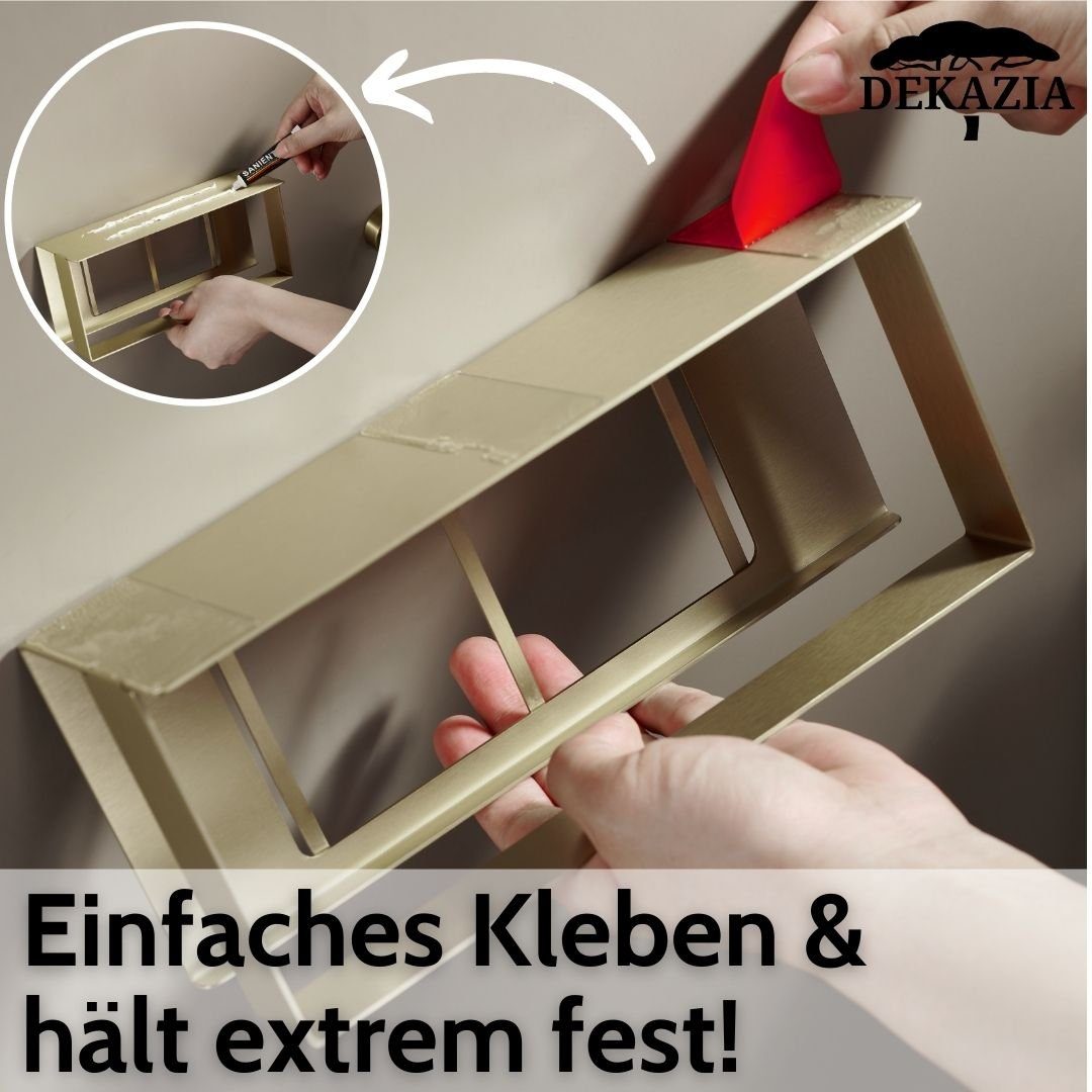 DEKAZIA Duschablage ohne Bohren, Selbstklebender Duschkorb, Duschregal Edelstahl, selbstklebend, 5 Farben erhätlich, inkl. Klebeset & 3 Haken, Badezimmerregal, Bad Regal,Aufbewahrung Bad, Duschzubehör