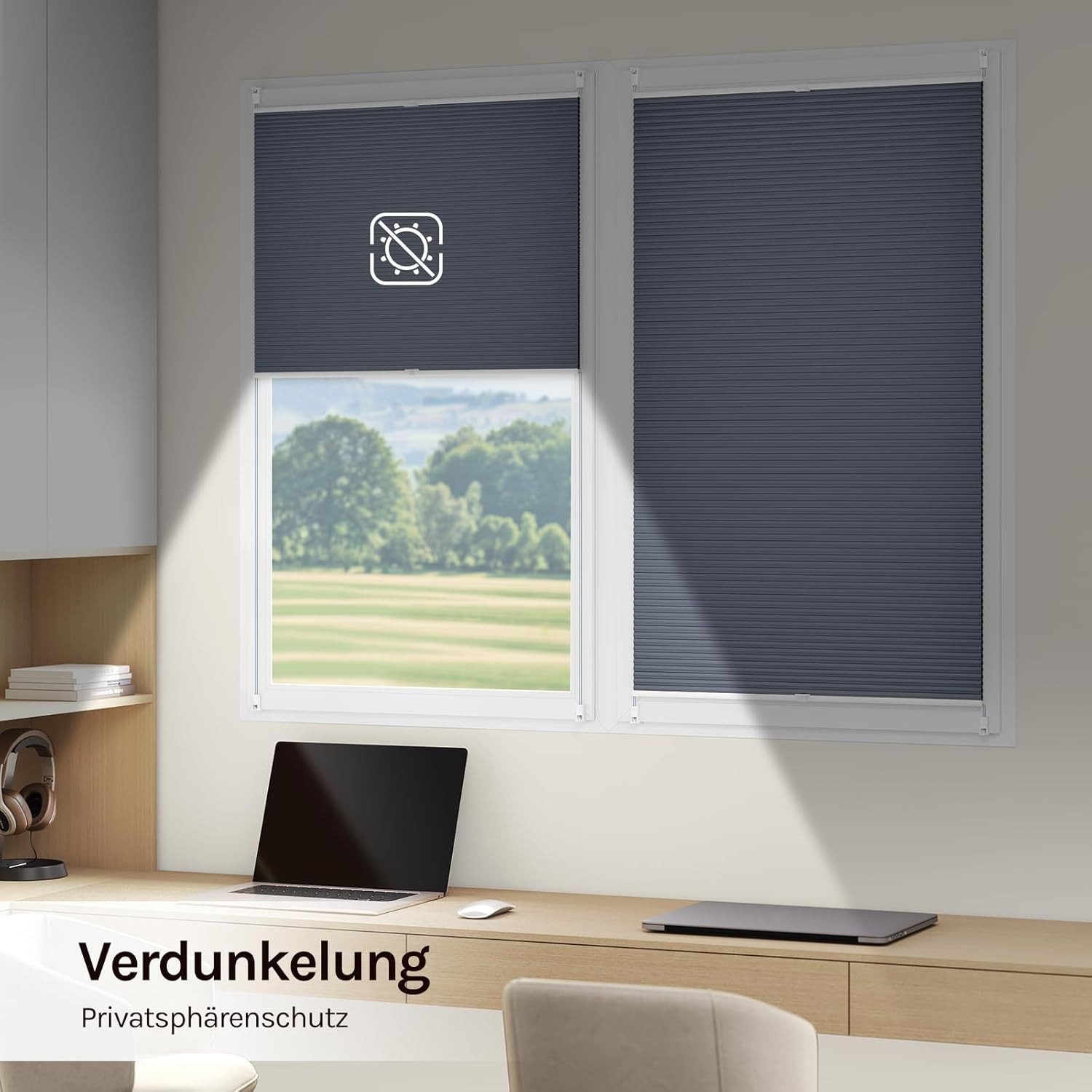 Woltu Plissee, verdunkelnd, verspannt, Klemmfix, Wabenplissees ohne Bohren