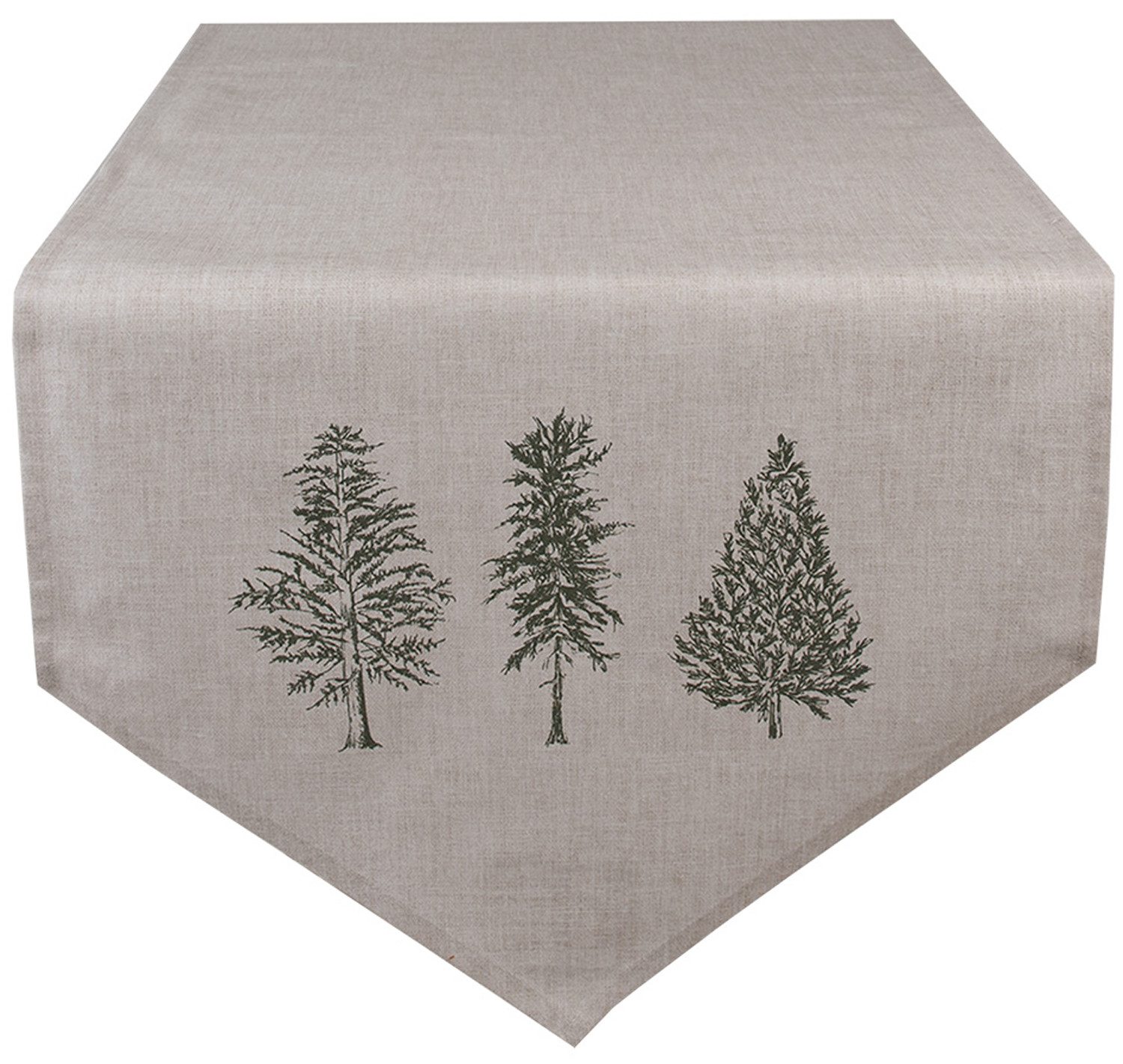 Clayre & Eef Tischläufer Natural Pine Trees (1-tlg, 1-teilig), Tischläufer Tischdecke ca.50x160cm Baumwolle