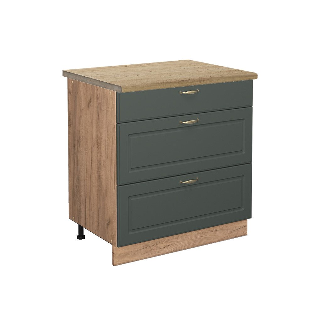 Vicco Unterschrank Fame-Line, Grün-Gold Landhaus/Goldkraft Eiche, günstig online kaufen