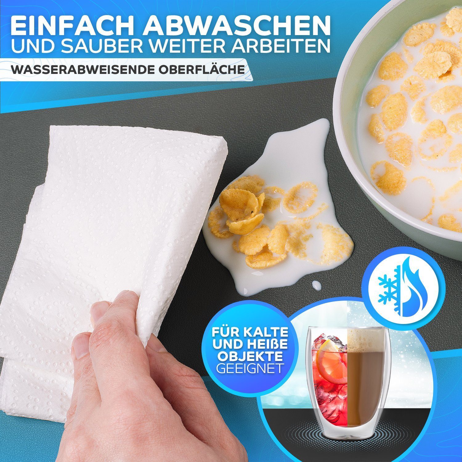 MAXLVL Gaming Mauspad Schreibtischunterlage - Mauspad mit Vernähte Kanten - abwaschbar (60x35 cm, Schreibtisch Unterlage für Büro), Tischunterlage Schreibtisch aus PU-Leder
