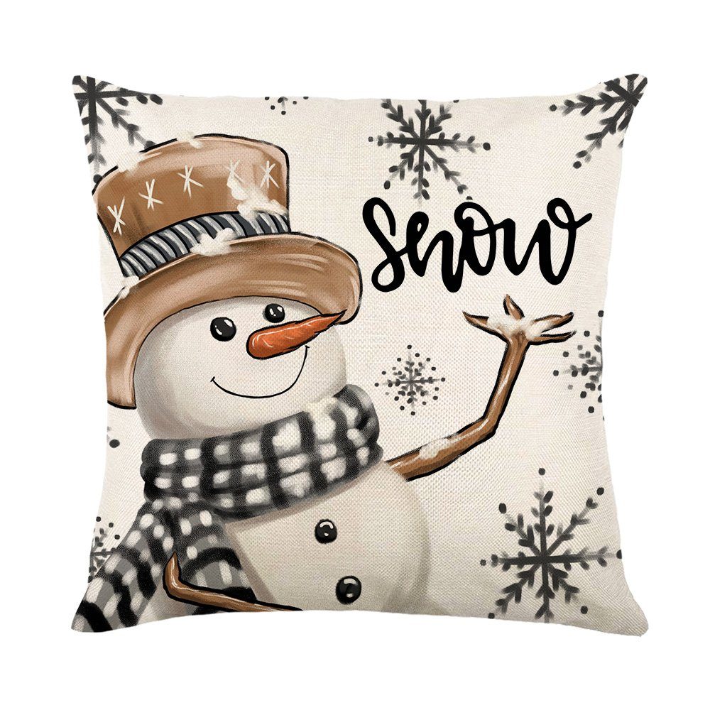 Rosnek Kissenbezug 4 Stück, Leinen, Quadratisch, für Weihnachten Bett Sofa Deko, (4 Stück) – Bild 5 von 5