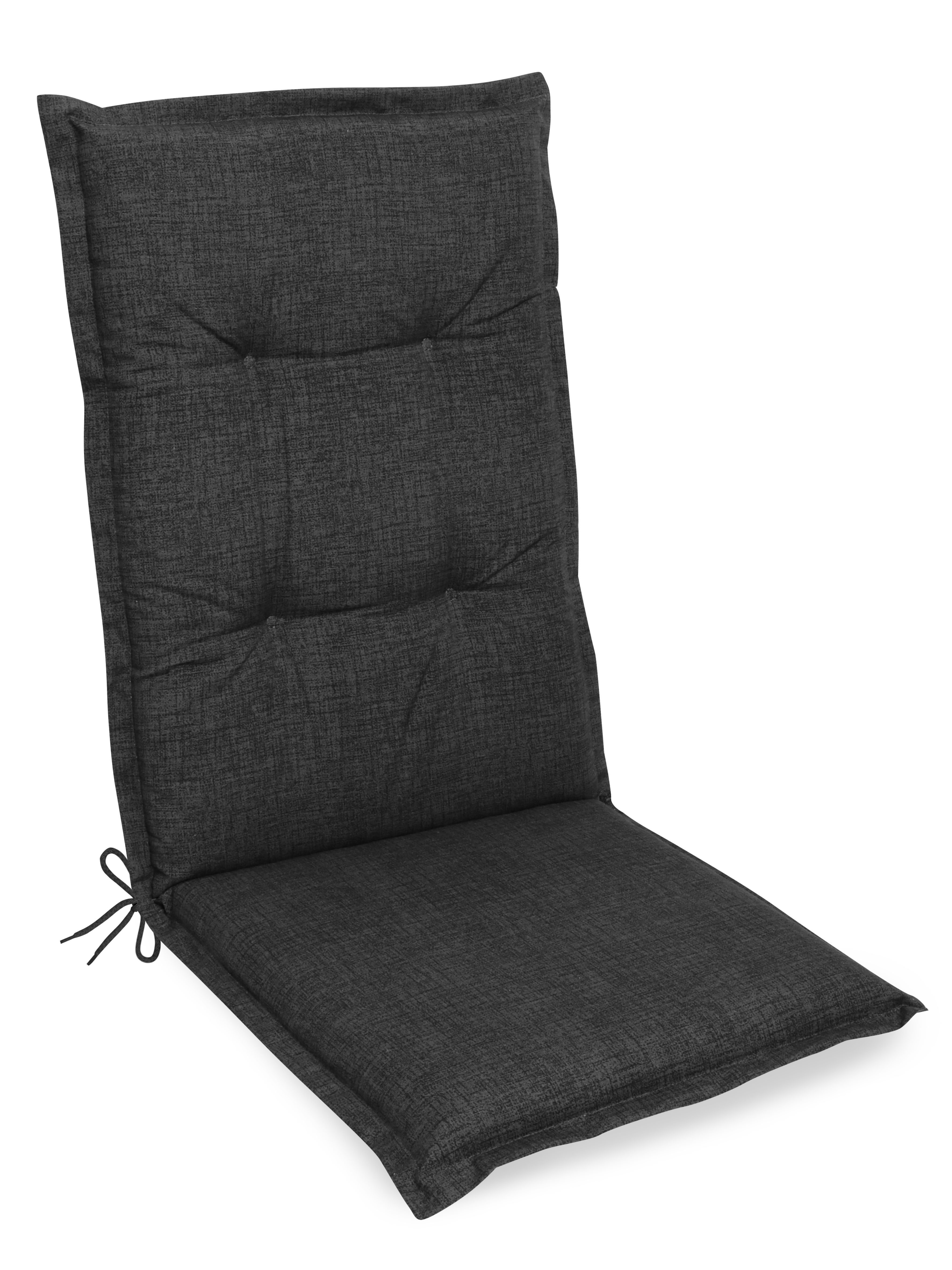 Gardissimo Hochlehnerauflage Premium anthr. 6 er Set Gartenstuhl Auflagen Kissen Polster Hochlehner, (Spar-Set, 6 St., 6 Auflagen), für Hochlehner-Stühle UV-beständig inkl. Bindebänder und Haltebänder