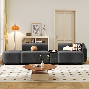 MODFU Loungesofa Dreisitzer-Sofa mit Schlaffunktion, mit Couchtisch-Aufbewahrung, modernes Design, Polstermöbel