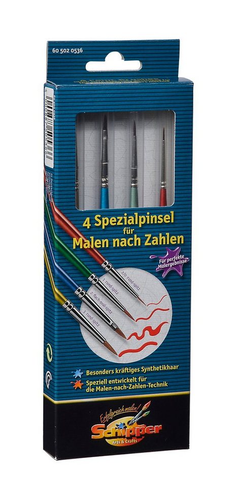 Schipper Malen nach Zahlen Schipper 4 Spezialpinsel für Malen nach Zahlen  (Set), Made in Germany, EAN/ISBN: 4000887505366