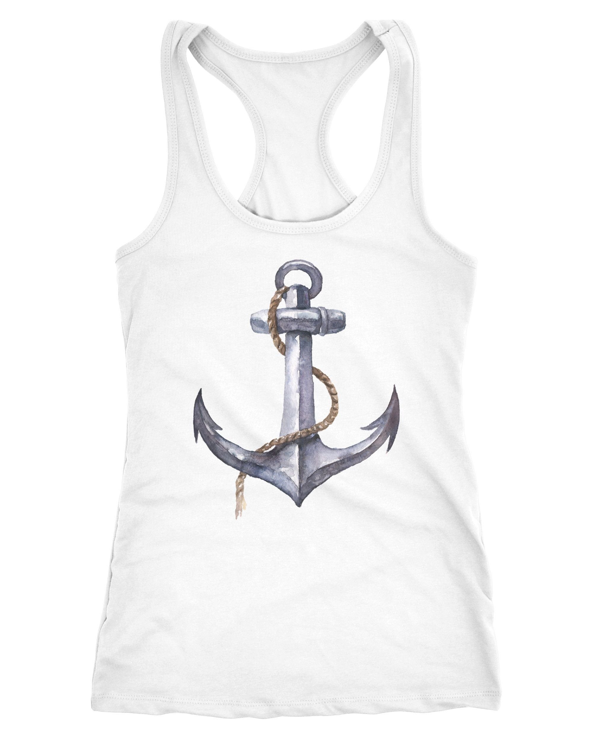 Neverless Tanktop Damen Tank-Top Anker Anchor Watercolor Racerback Slim Fit Neverless®
