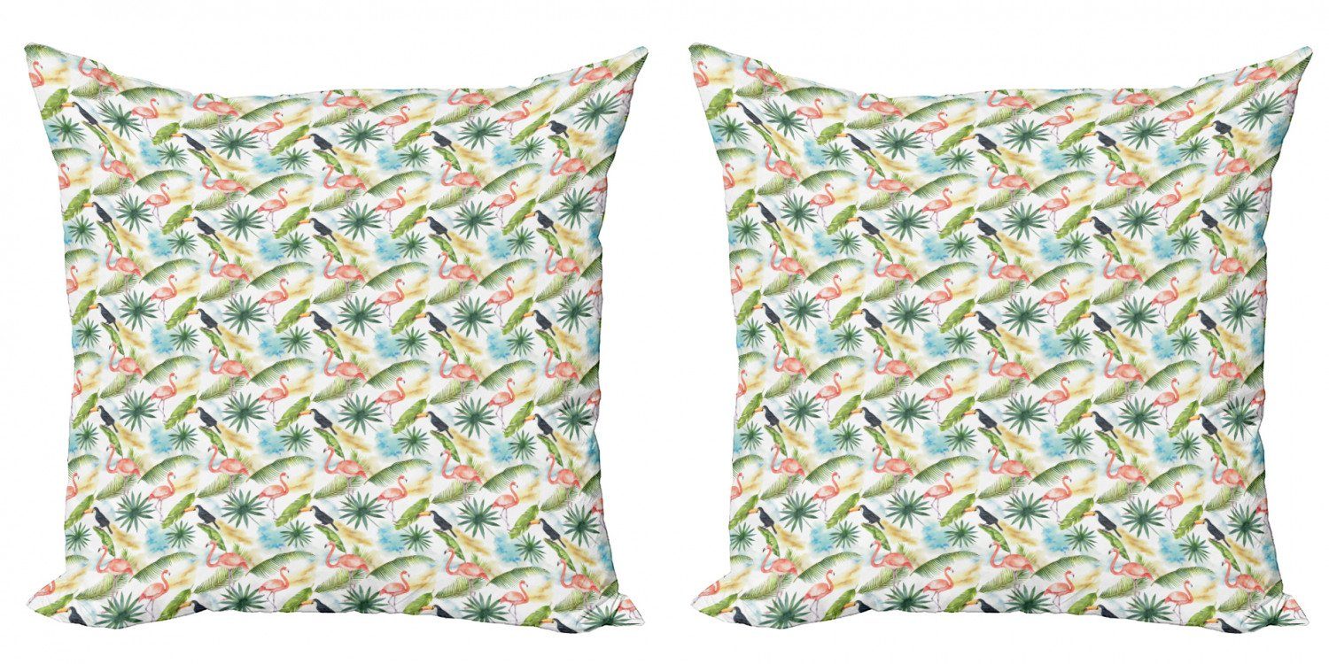 Digitaldruck, Modern Aquarell (2 Kissenbezüge Abakuhaus Stück), Accent Doppelseitiger Toucan hawaiisch Flamingo