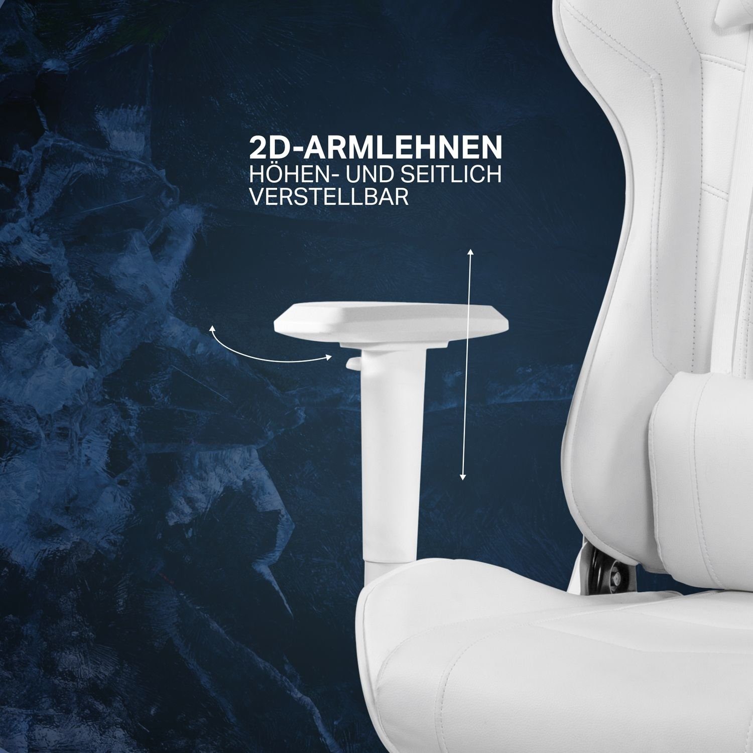 Jumbo Rückenlehne, extra 5 Gaming-Stuhl hohe Stuhl Gamer Stuhl weiß, Herstellergarantie Gaming groß, DELTACO Jahre inkl. 110kg Kissen (kein Set),