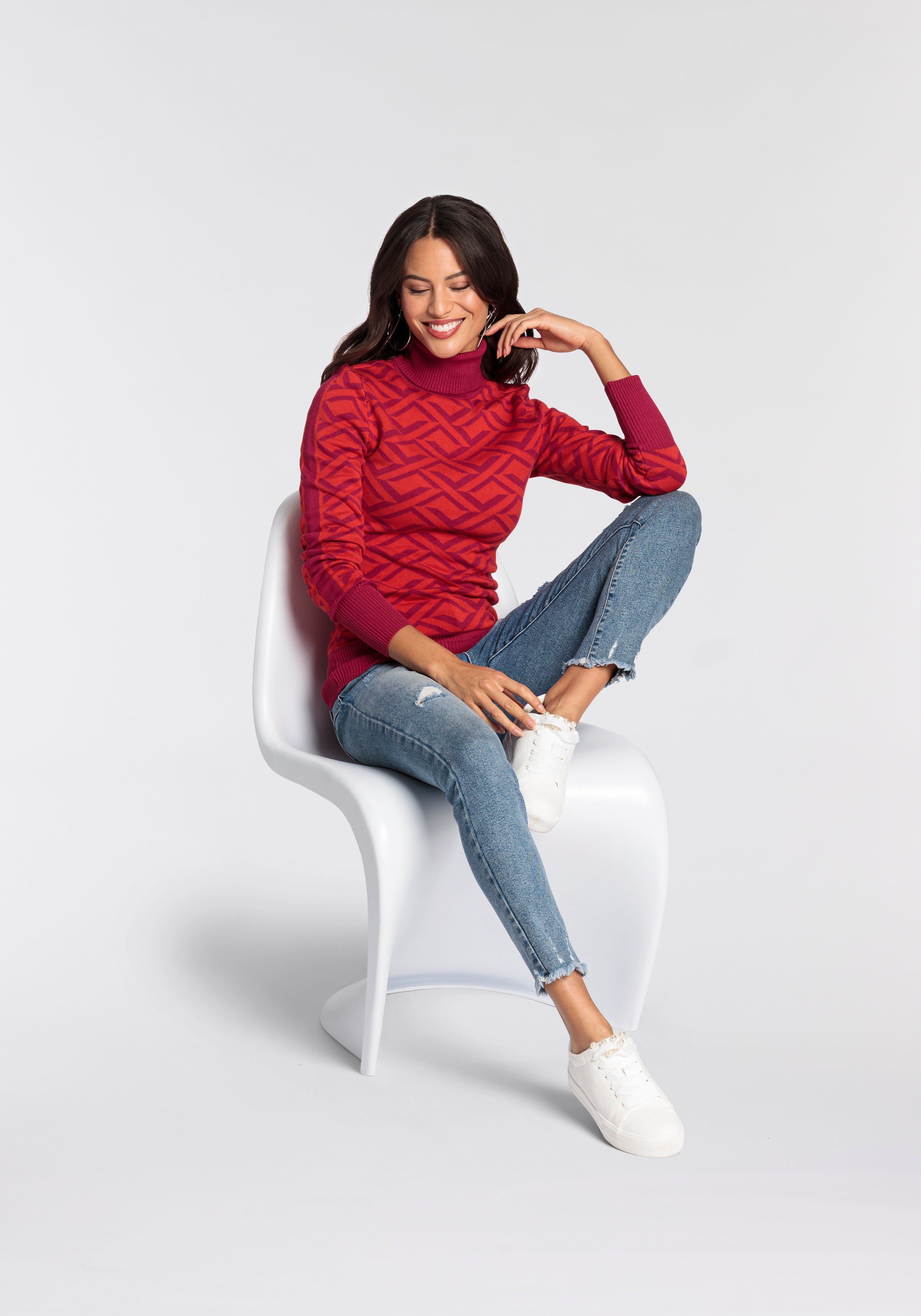Melrose Rollkragenpullover mit Jacquard-Muster