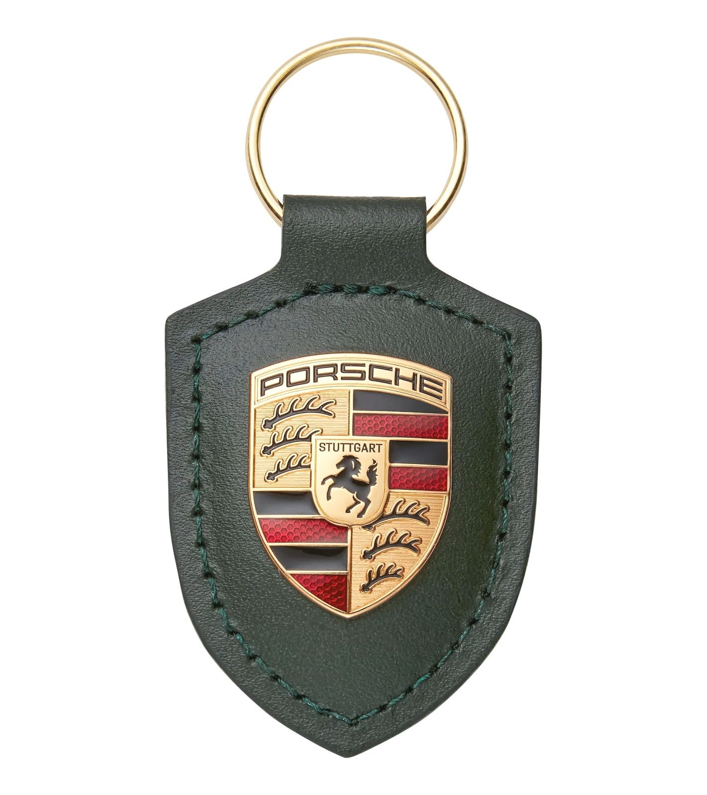 Porsche Schlüsselanhänger Wappen Leder Oak green grün metallic Anhänger key ring