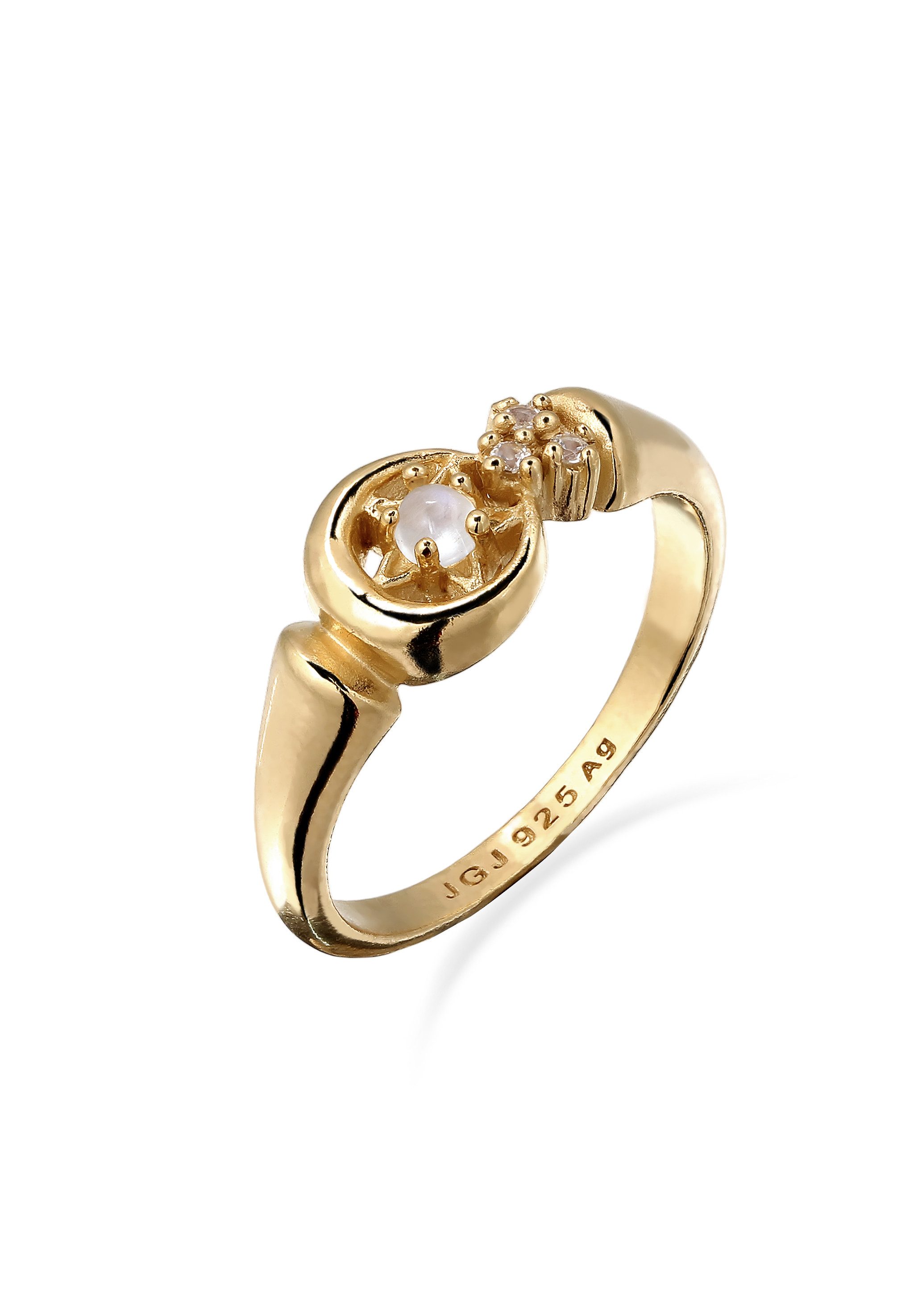 Kuzzoi Silberring Star Mondstein Regenbogen 925 Sterling Silber