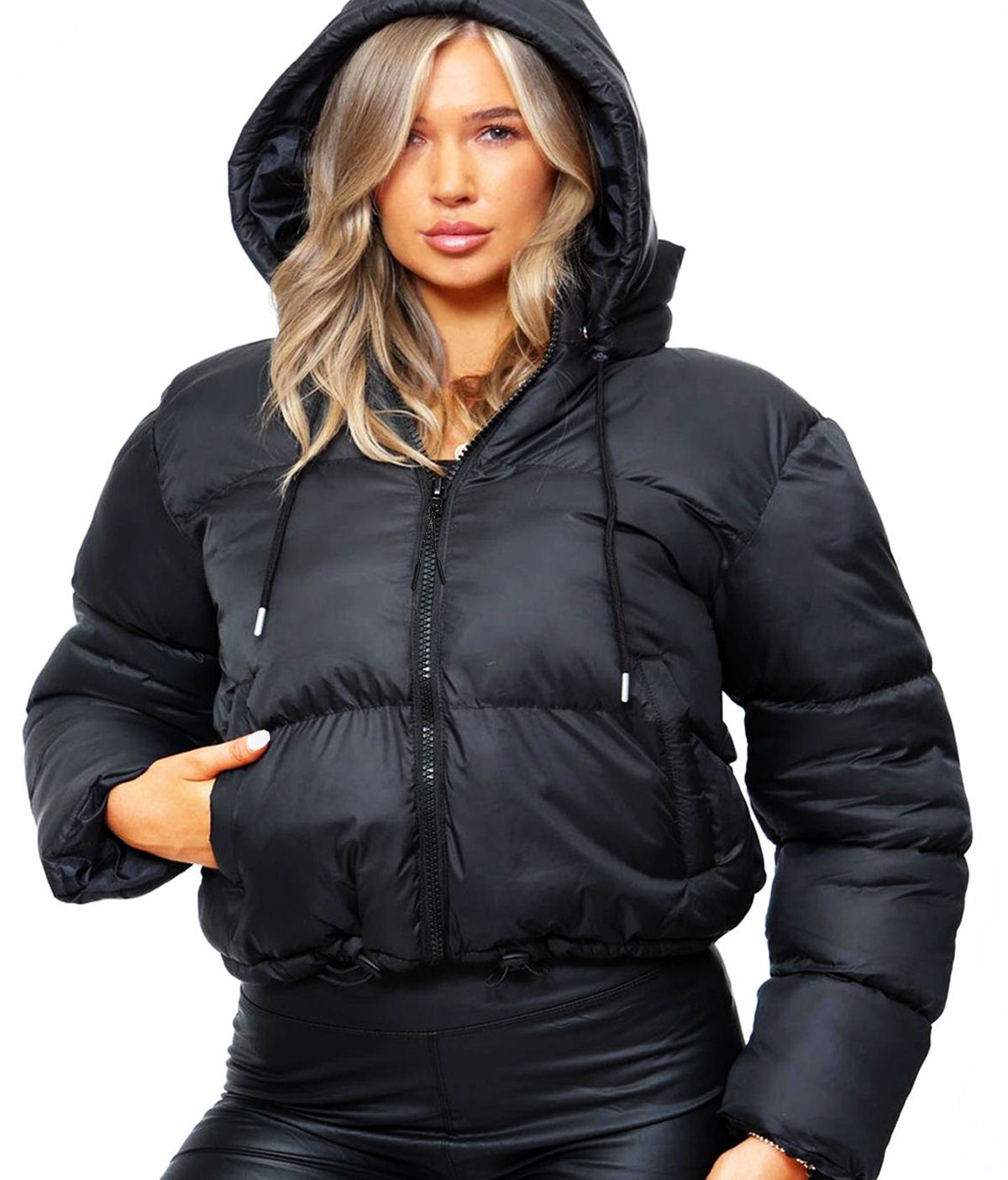 RMK Winterjacke Damen Bomberjacke Outdoor Puffer Jacke mit Kapuze