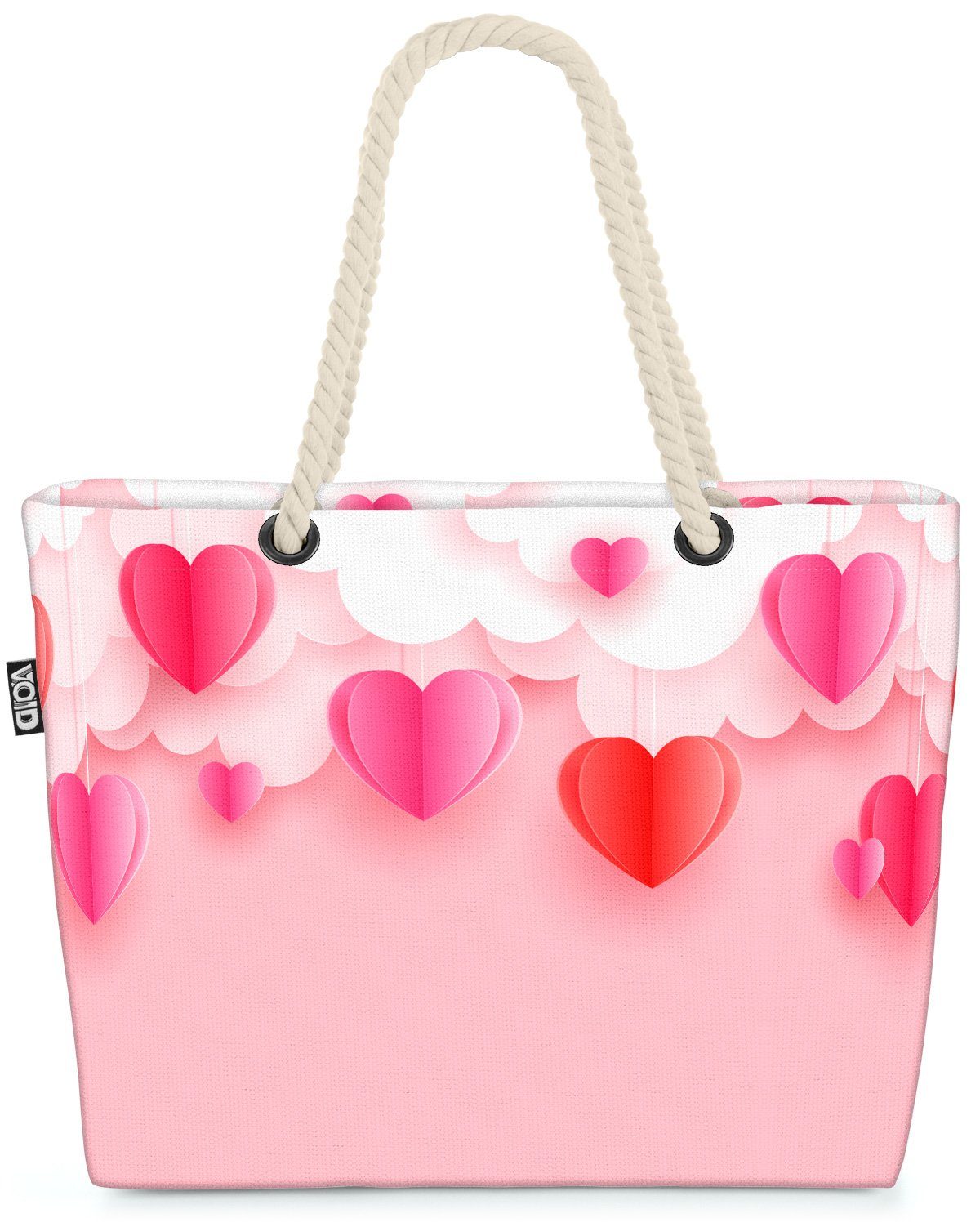 VOID Strandtasche (1-tlg), Wolken Valentinsgesche Valentinstag Herzen Wolken Herzen Valentinstag