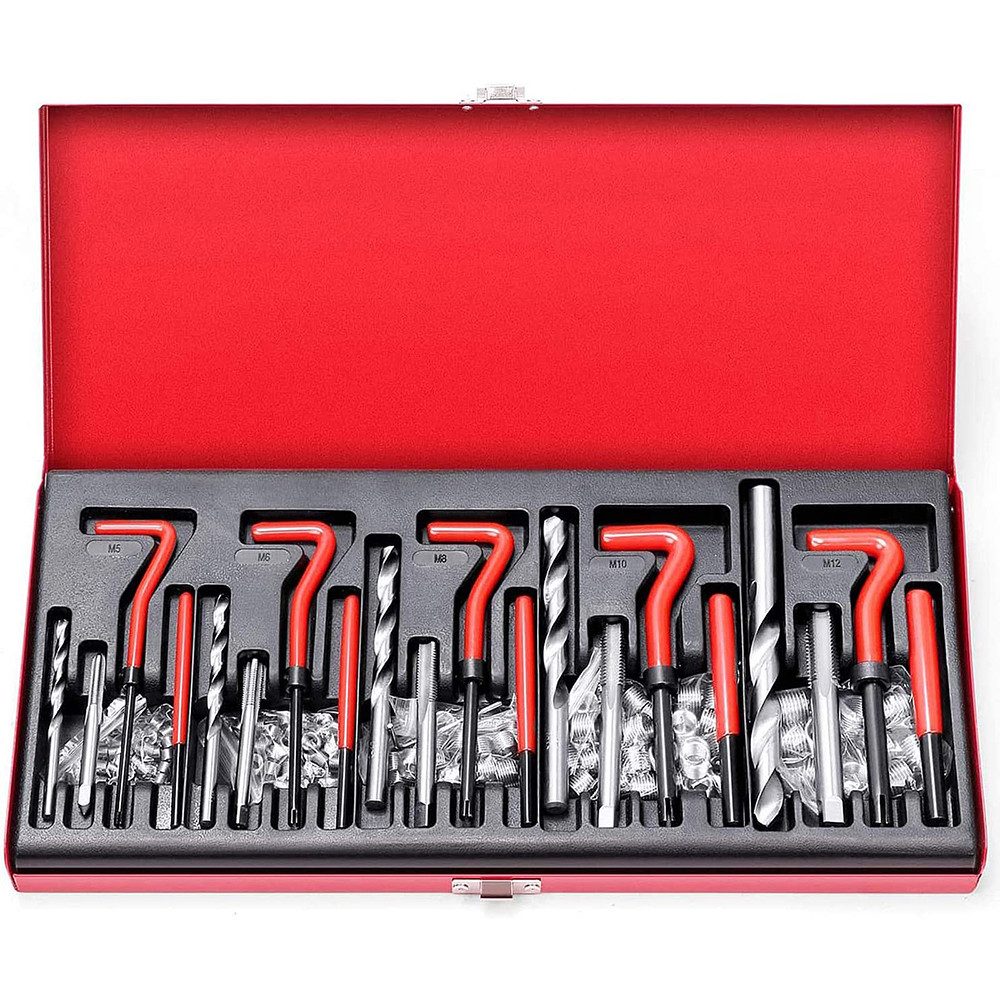 Hikity Reparatur-Set Reparatur-Set 131tlg Gewindereparatur Satz Stabile Aufbewahrungsbox, 131-St., 131tlg
