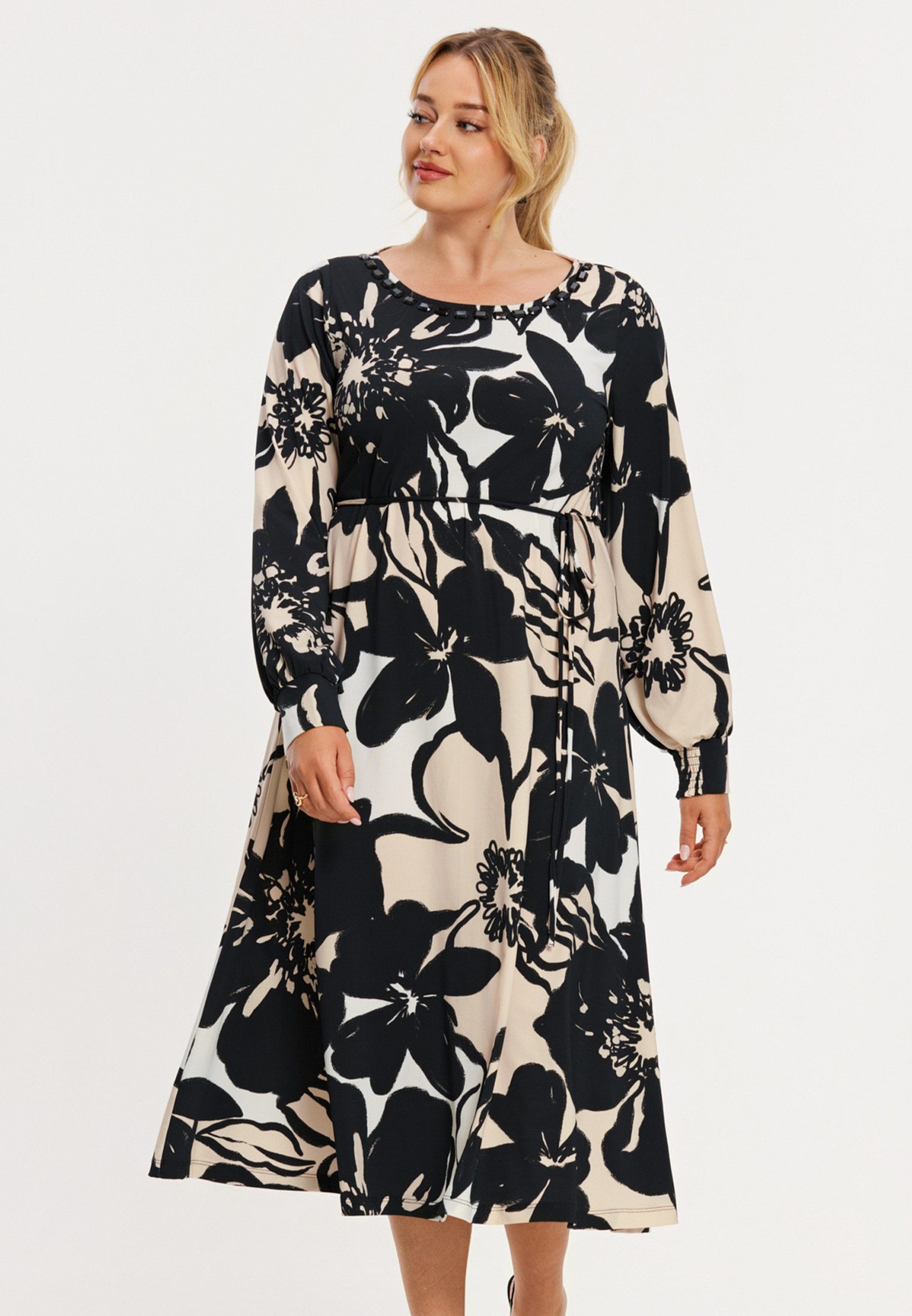 YOEK A-Linien-Kleid Damen Kleid Flare Fit Bio-Baumwolle