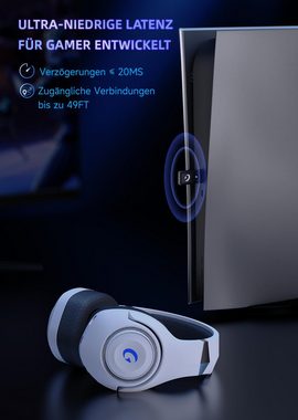 KAPEYDESI Ultraleichtes Design Gaming-Headset (Atmungsaktives Gewebe, breiter Kopfbügel und schützende Polsterung für langen Tragekomfort, Vielseitige Konnektivität, Drahtlose Verbindung via 2,4-GHz-Empfänger)