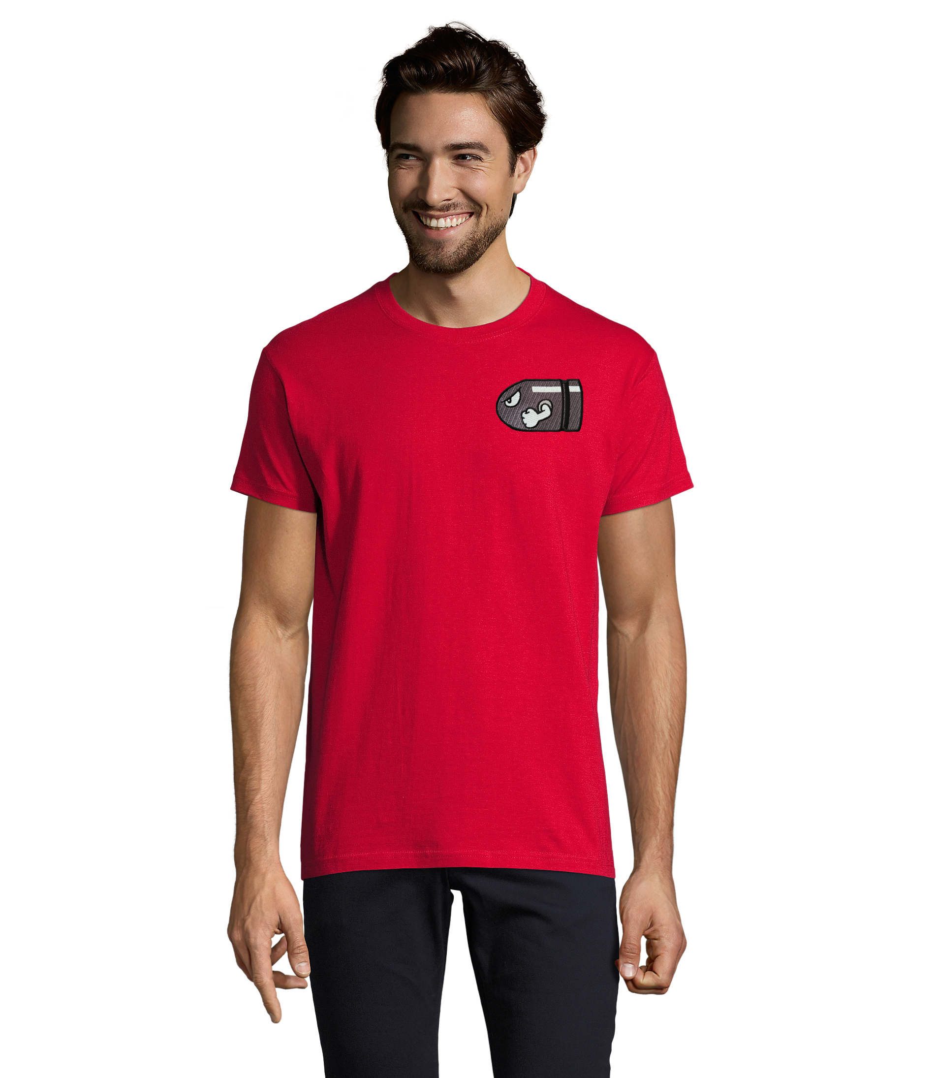 Blondie & Brownie T-Shirt MarioRocket H Tee Herren Retro Gaming Patch Shirt Casual Look (Einzelstück, Einzelartikel) Mario Rocket Arcade Legend Shirt