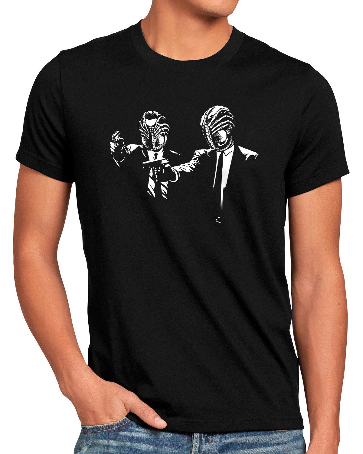 style3 Print-Shirt Herren T-Shirt Pulp Hugger xenomorph alien pulp fiction predator