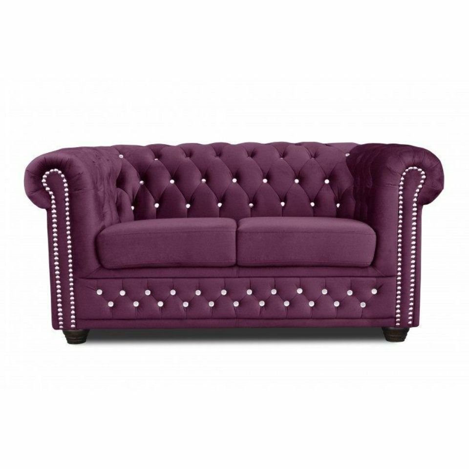 JVmoebel Sofa Designer Rosa Chesterfield Zweisitzer York Blink Couch Polster Sofas, Made in Europe