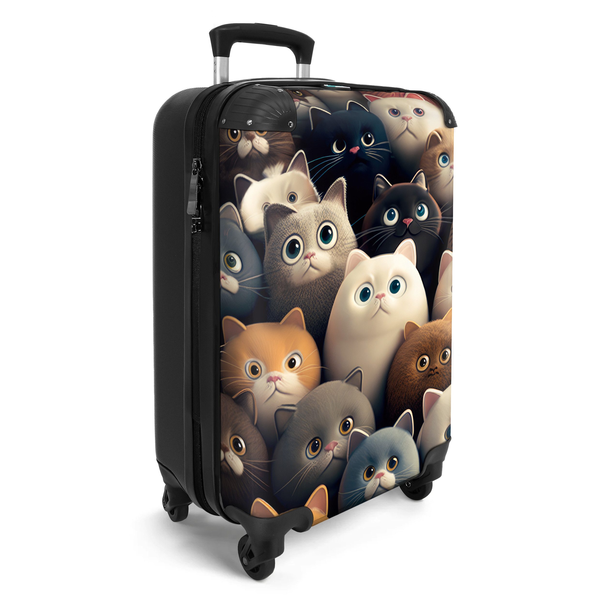 NoBoringSuitcases.com© Kinderkoffer Katzen - Tiere - Katze - Design - Mädchen - Jungen 55x35x20cm, 4 Rollen, Kinder Koffer Klein, Trolley Handgepäck, Reisekoffer