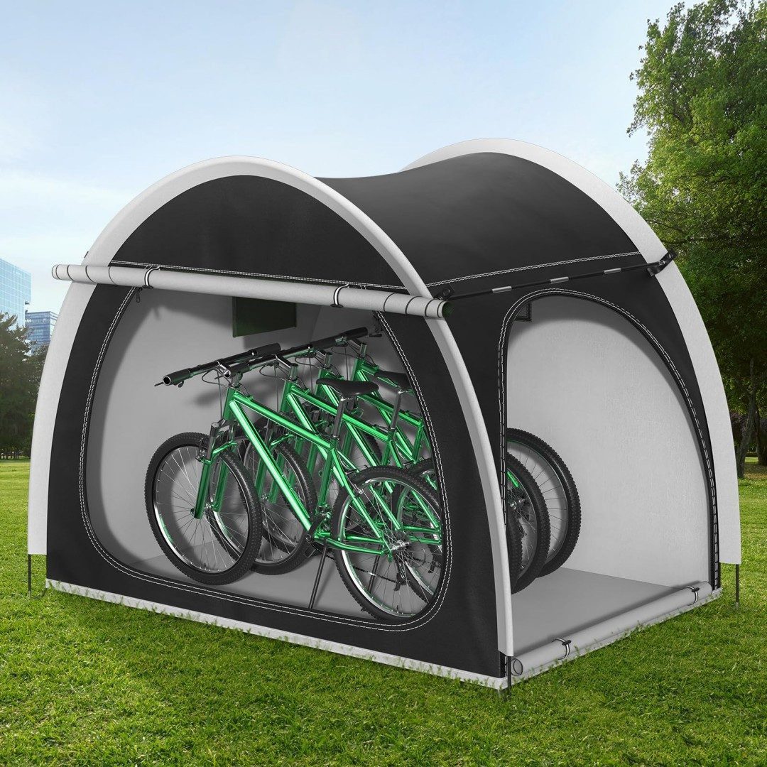 AIBISTAR Bikerzelt Fahrrad-Abstellzelt, großes Gartenzelt für Räder&Geräte,Oxford-Stoff, Personen: 4 (Praktisch & tragbar), Wasserabweisend,Für Gartengeräte, Motorroller & mehr