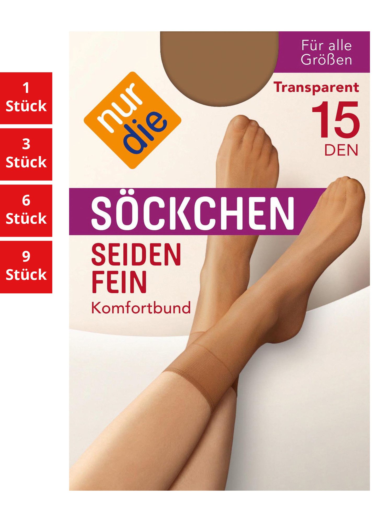 Nur Die Підслідники Seidenfein 15 DEN Damen (1er/3er/6er/9er Pack, 6-Paar) sneaker-socken strumpf strümpfe