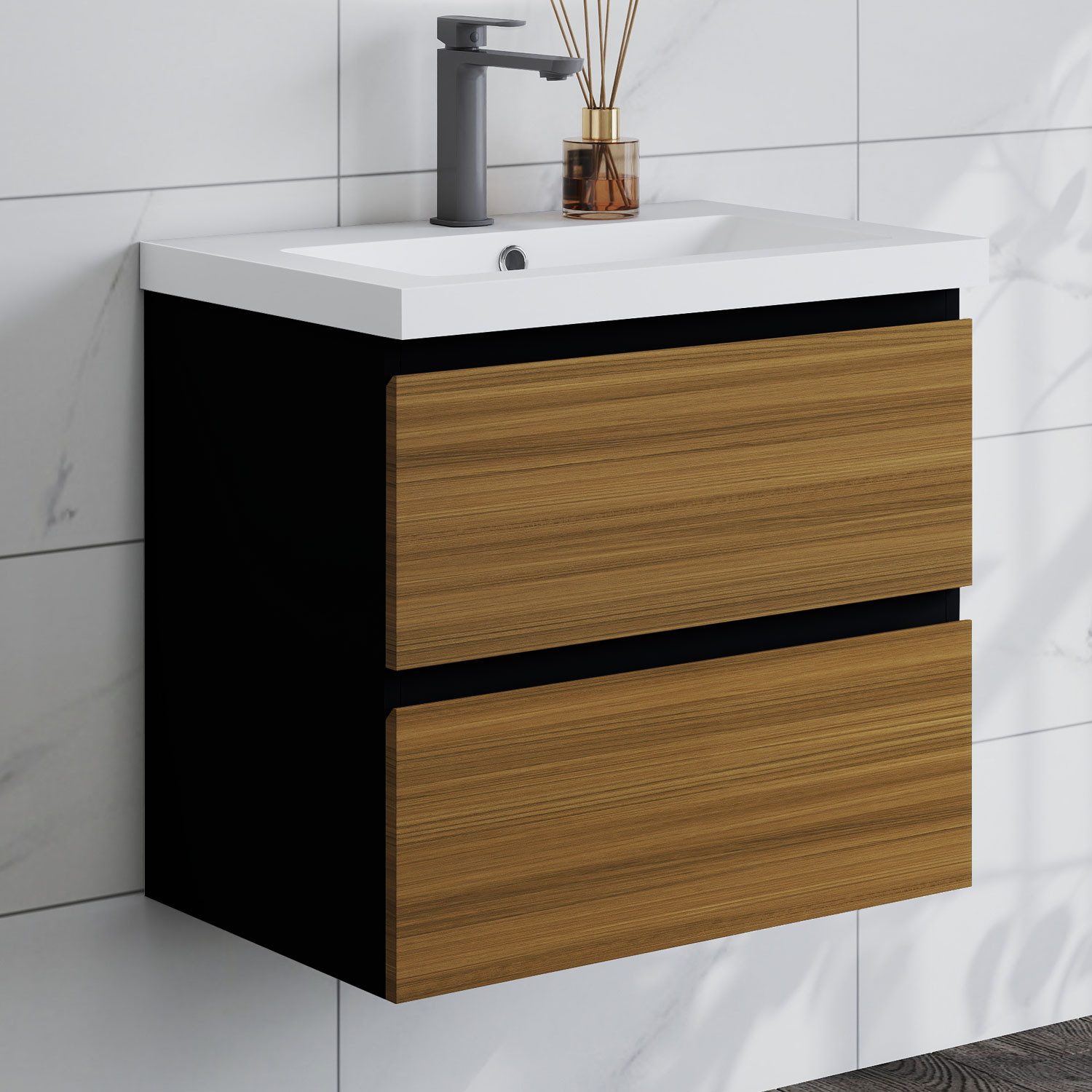 duschspa Waschtisch Waschbecken mit Unterschrank Badschrank Waschplatz Badmöbel Set, Matt, 50-120cm