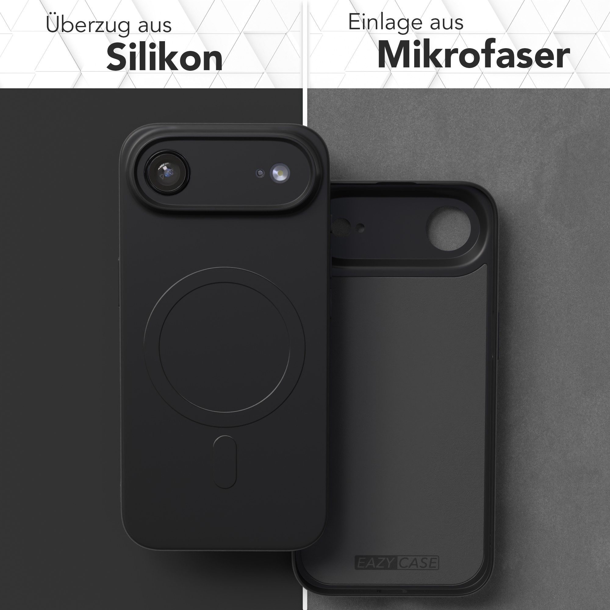 EAZY CASE Handyhülle für Apple iPhone Air Hülle Silikon 6,5 Zoll, Schutzhülle mit MagSafe kratzfest Back Cover Kameraschutz Schwarz