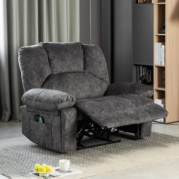 OKWISH Massagesessel TV-Sessel,Relaxsessel (2 Becherhalter, 2 Seitentaschen), mit Massage- und Heizfunktion, 115*68*105cm