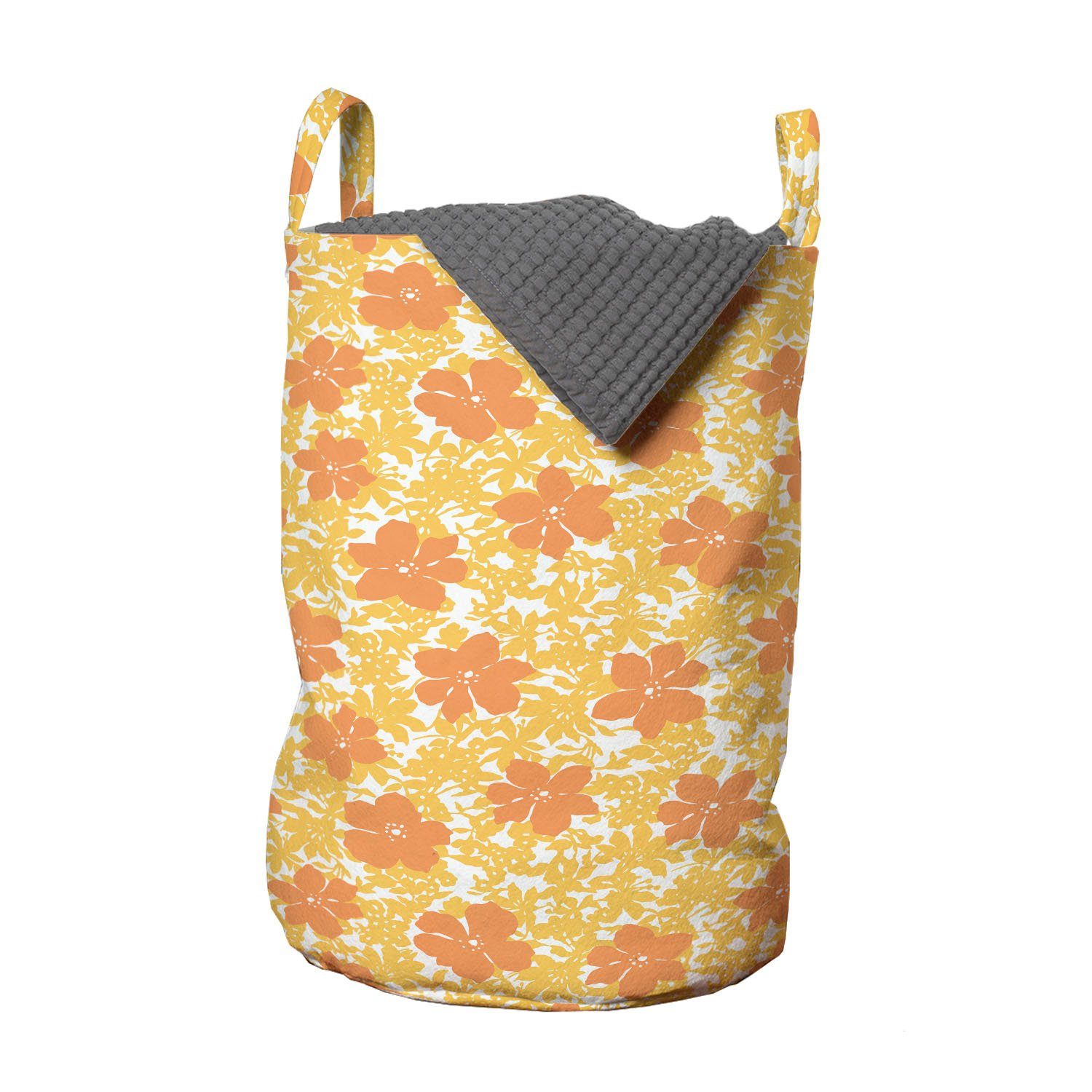 Abakuhaus Wäschesäckchen Wäschekorb mit Griffen Kordelzugverschluss für Waschsalons, Frühling Pastellpfirsichfarbenen Blumenmuster